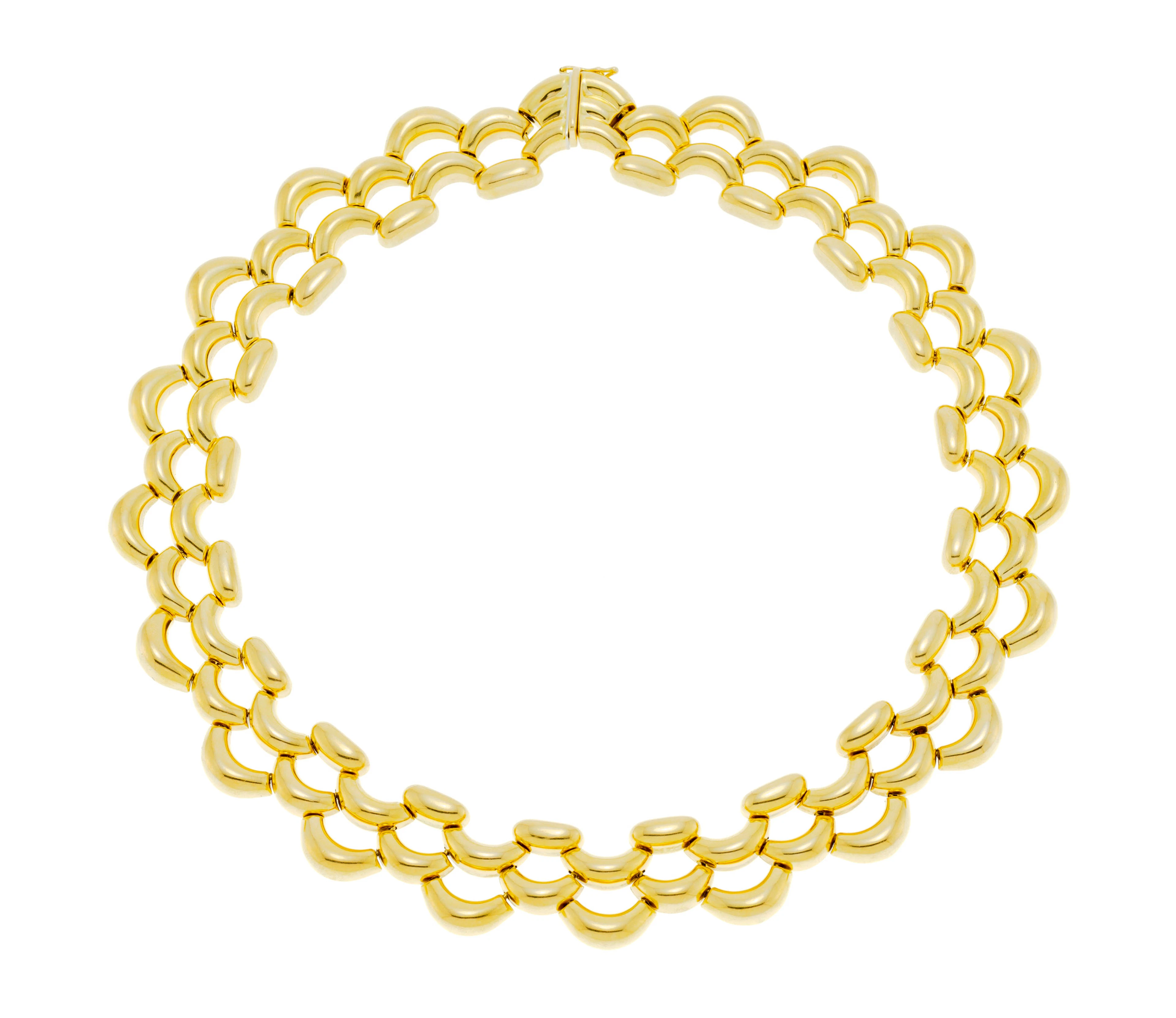 Cartier, collier or 750 articulé d'éléments courbés, signé, numéroté