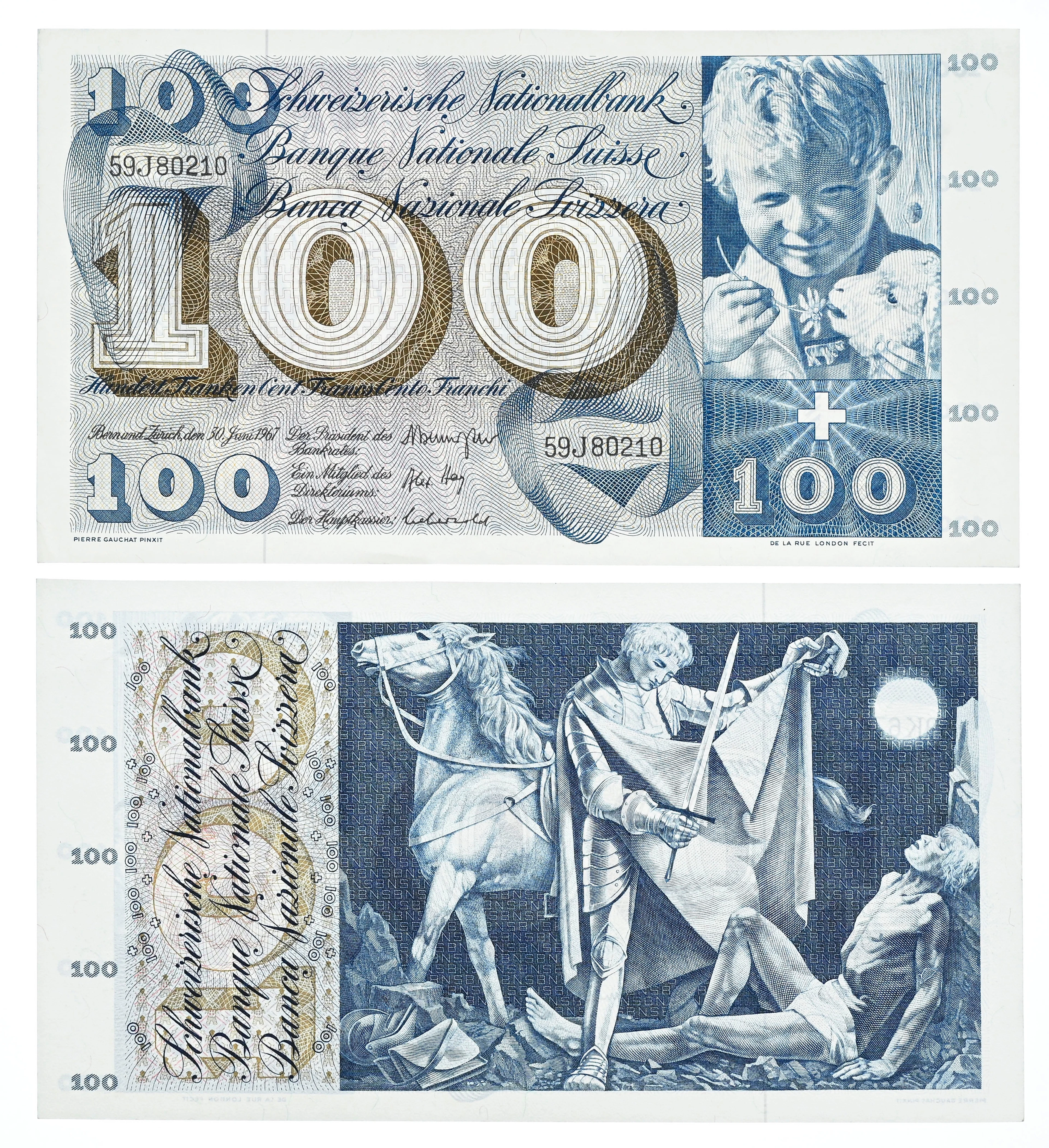 Confédération helvétique, 2 billets de 100 francs, 5ème émission de