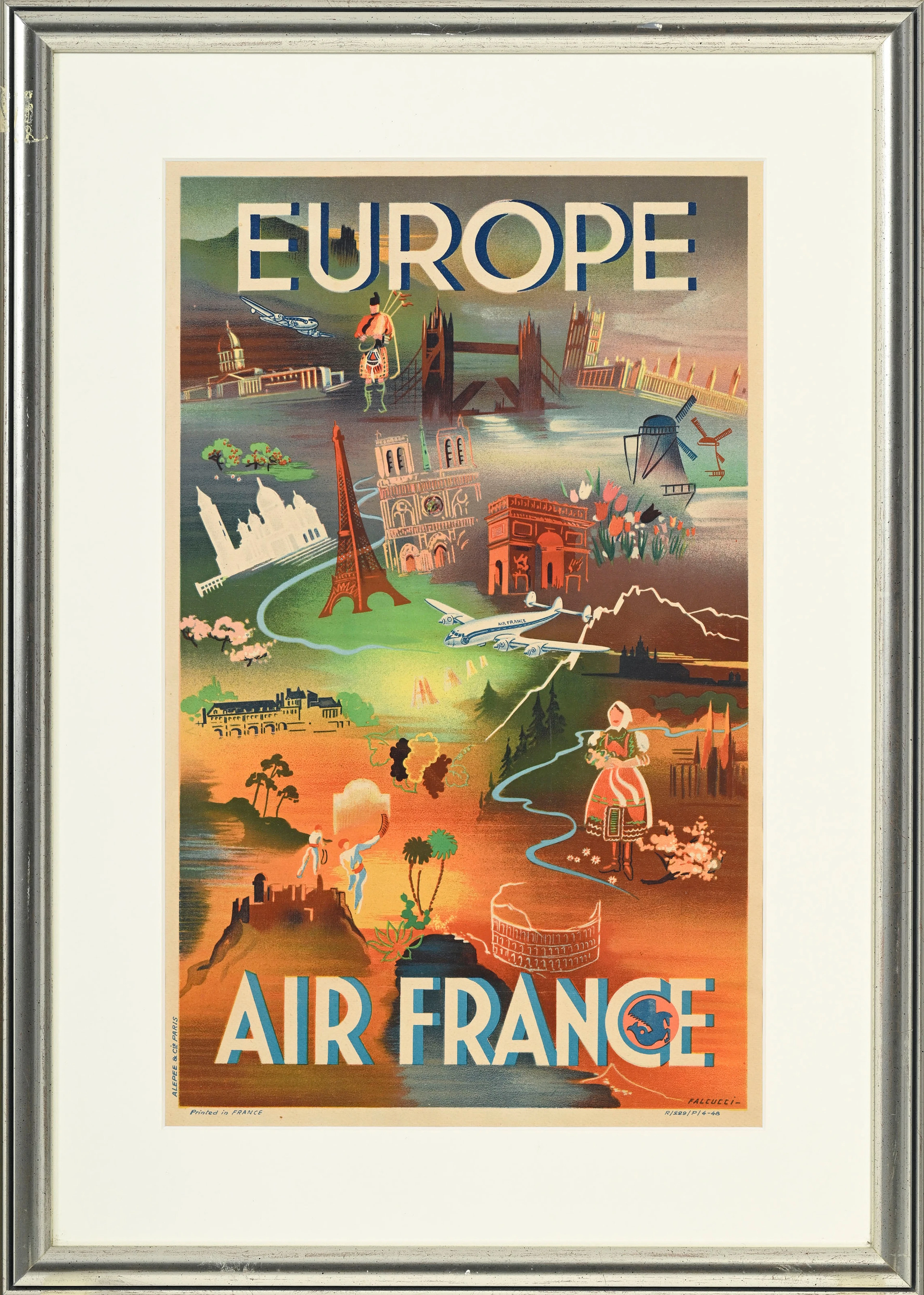 Robert FALCUCCI (1900-1989), Air France, Europe, circa 1948, Alepee