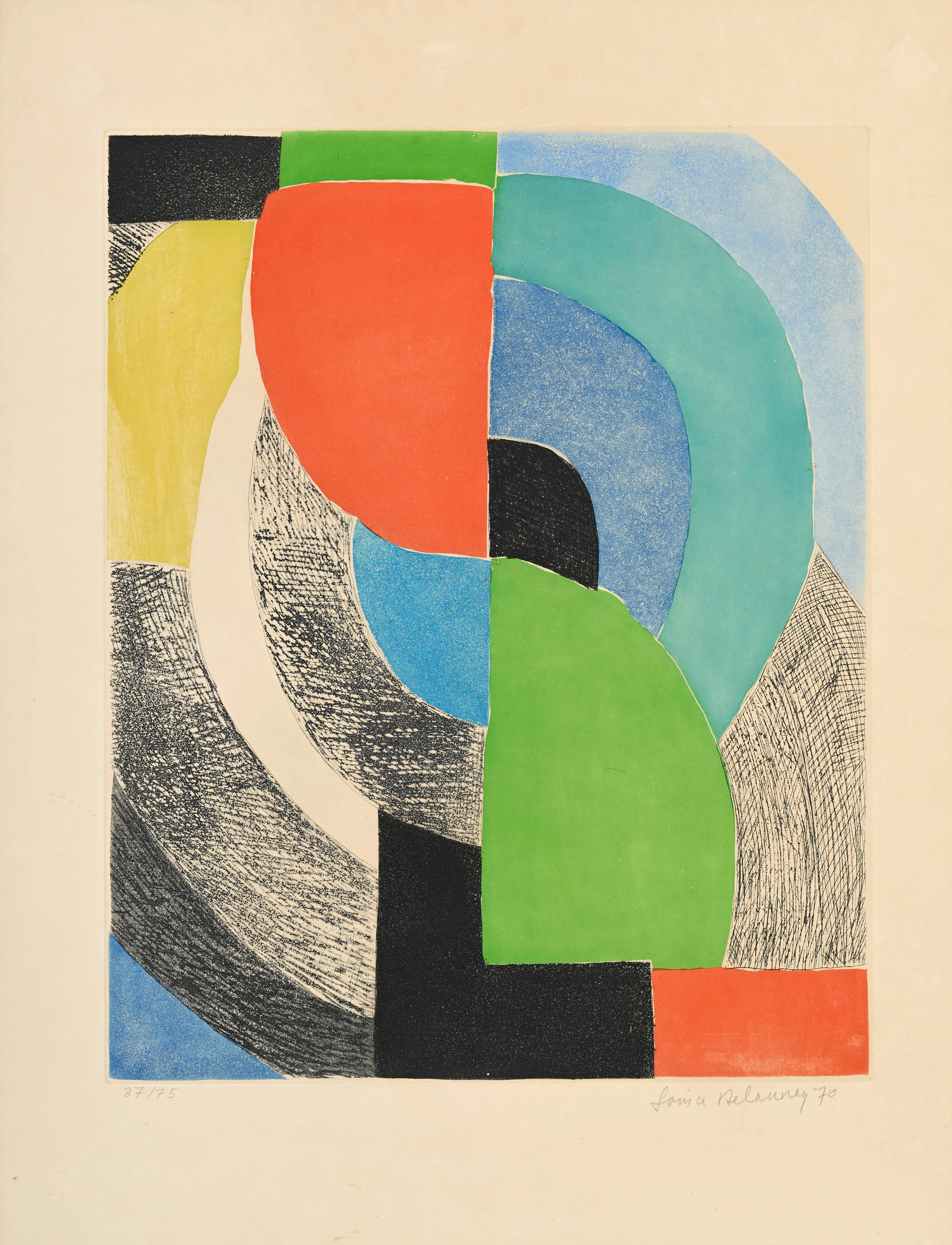 Sonia Delaunay (1885-1979), "Avec moi-même", 1970, eau-forte et aquatinte