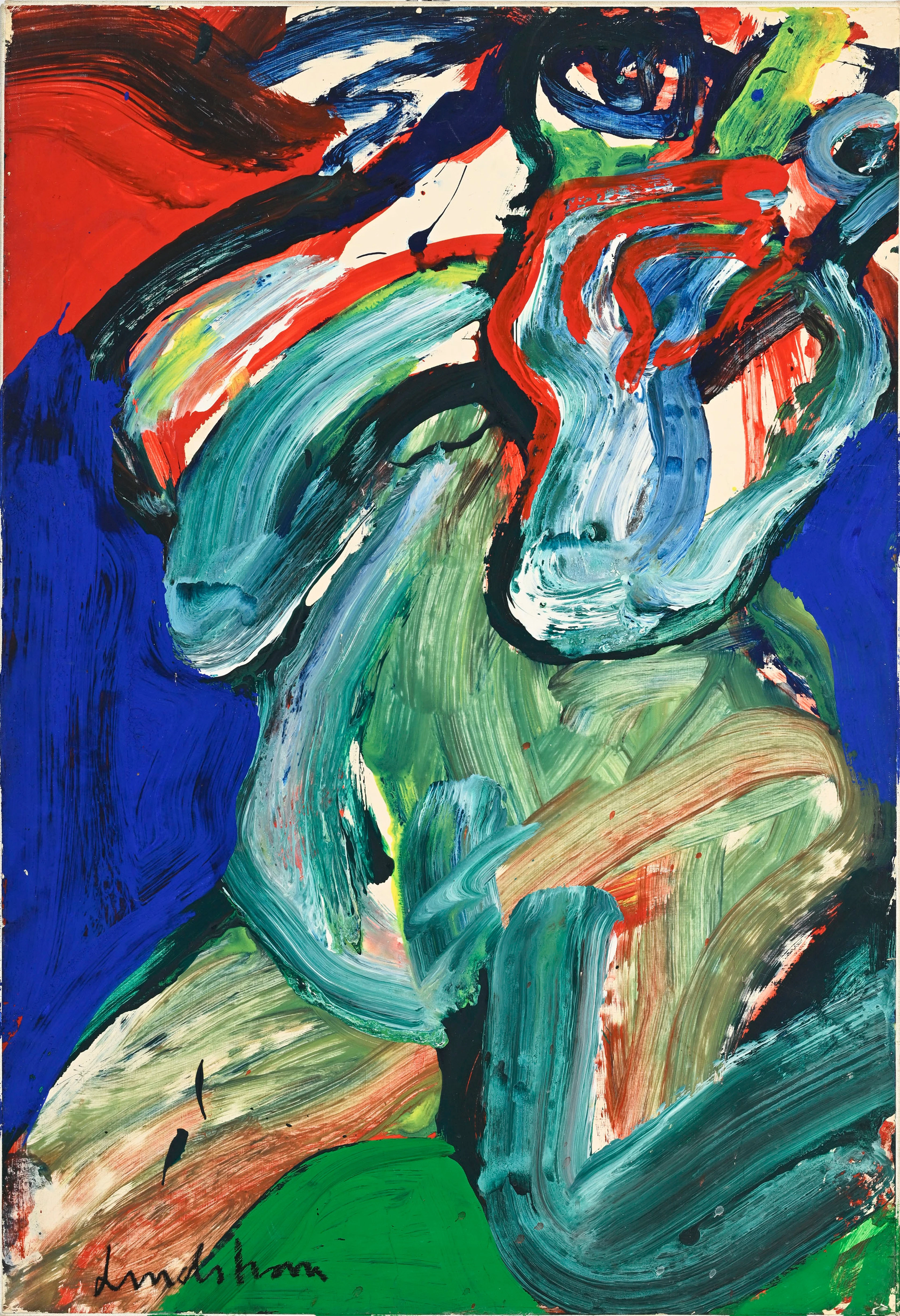 Bengt Lindström (1925-2008), Composition, acrylique sur papier marouflée