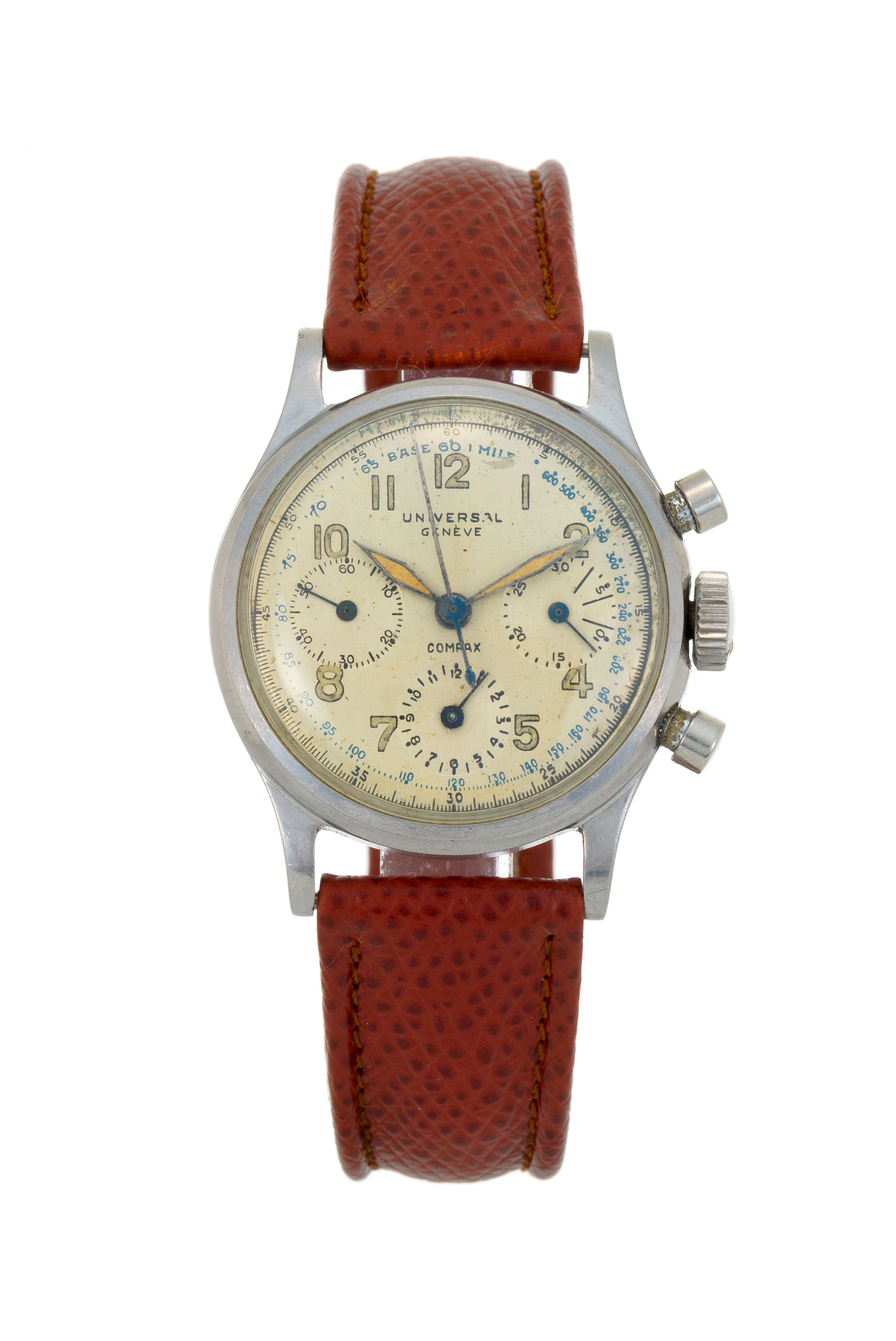 Universal, Compax, réf. 22278, montre chronographe en acier, années