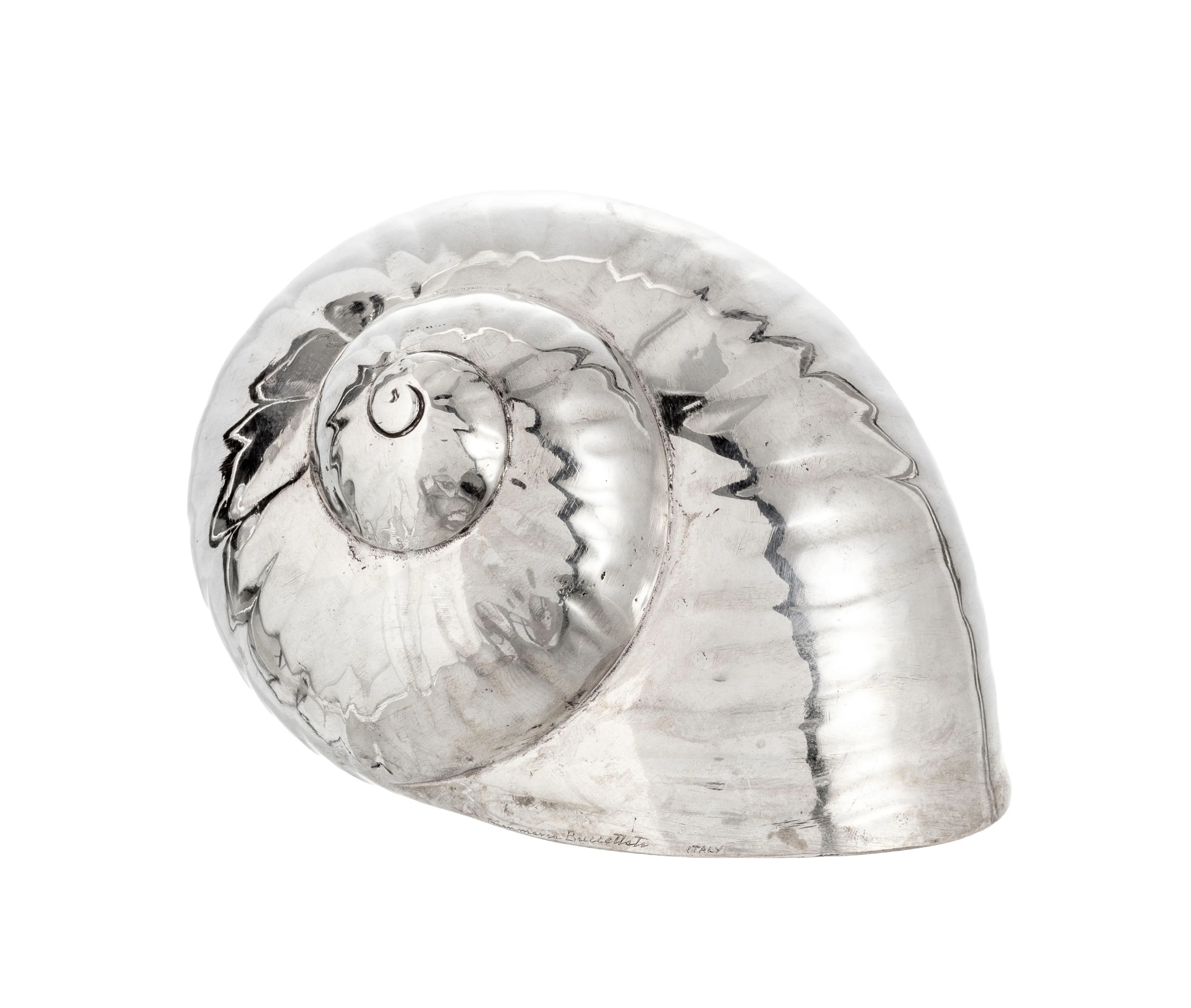 Buccellati. Briquet de table en métal argenté, forme coquille signé