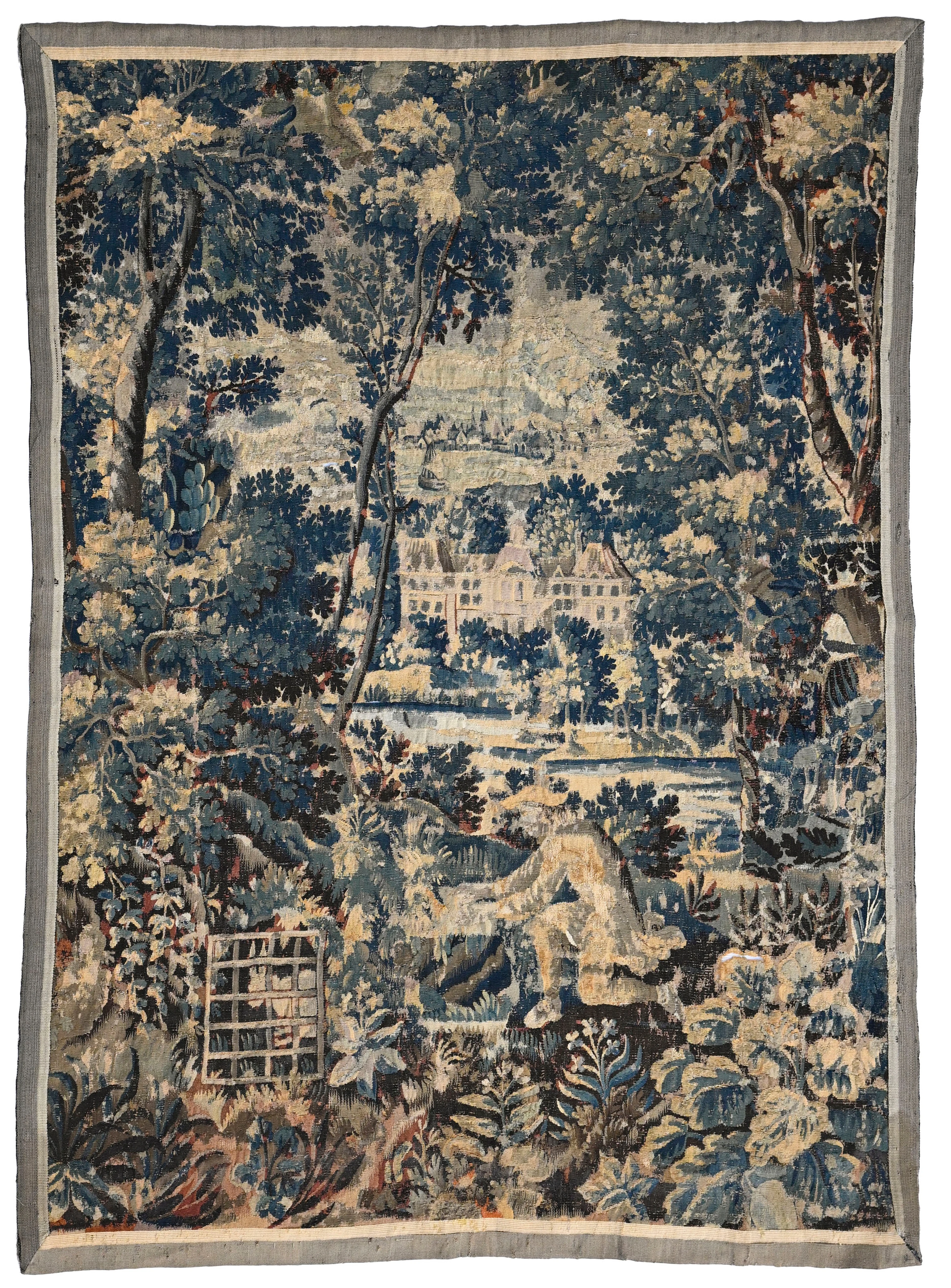Fragment de tapisserie en laine et soie polychromes, Aubusson, XVIIIe