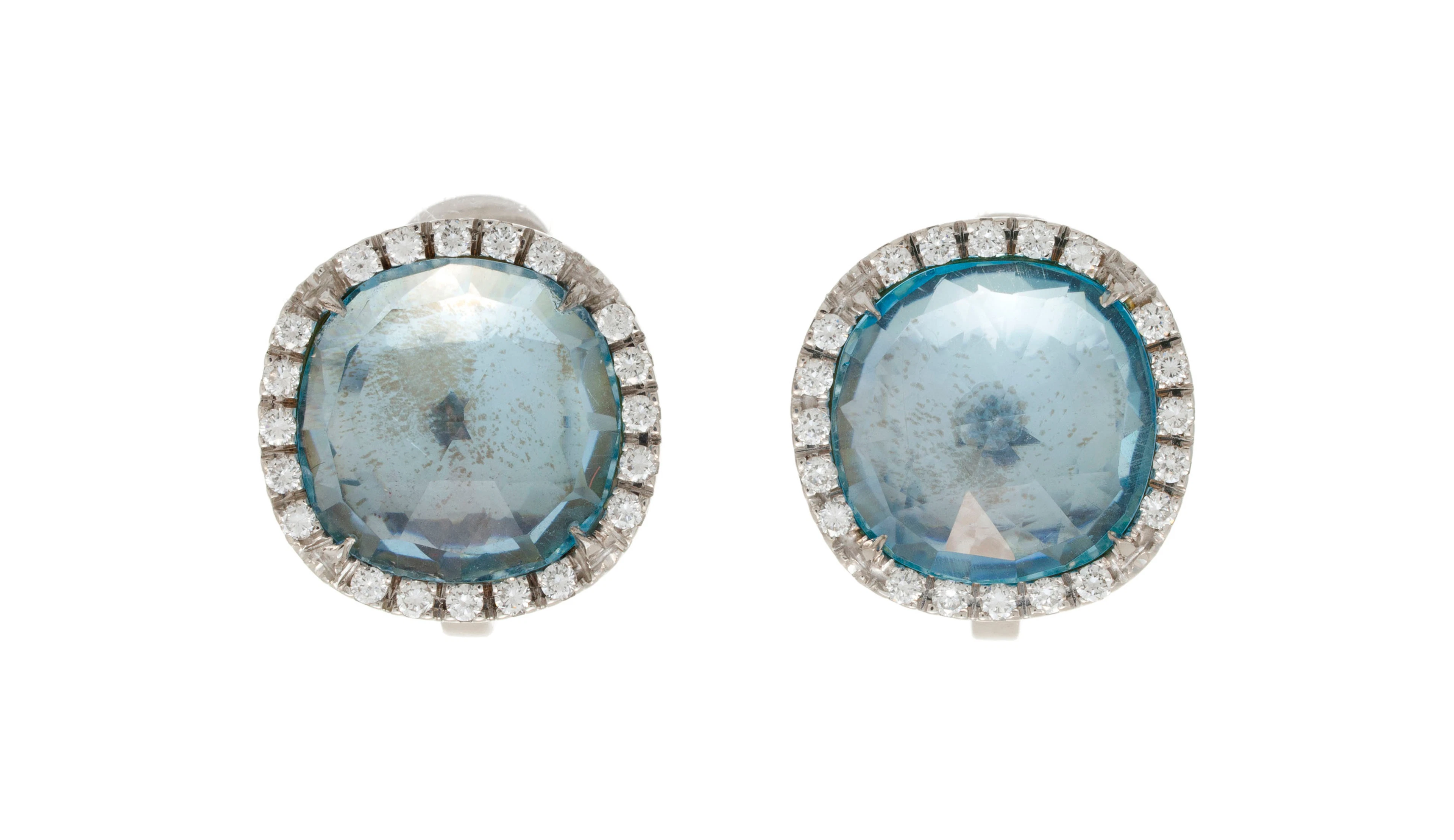 Marco Bicego, paire de clips d'oreilles or gris 750 texturé sertis
