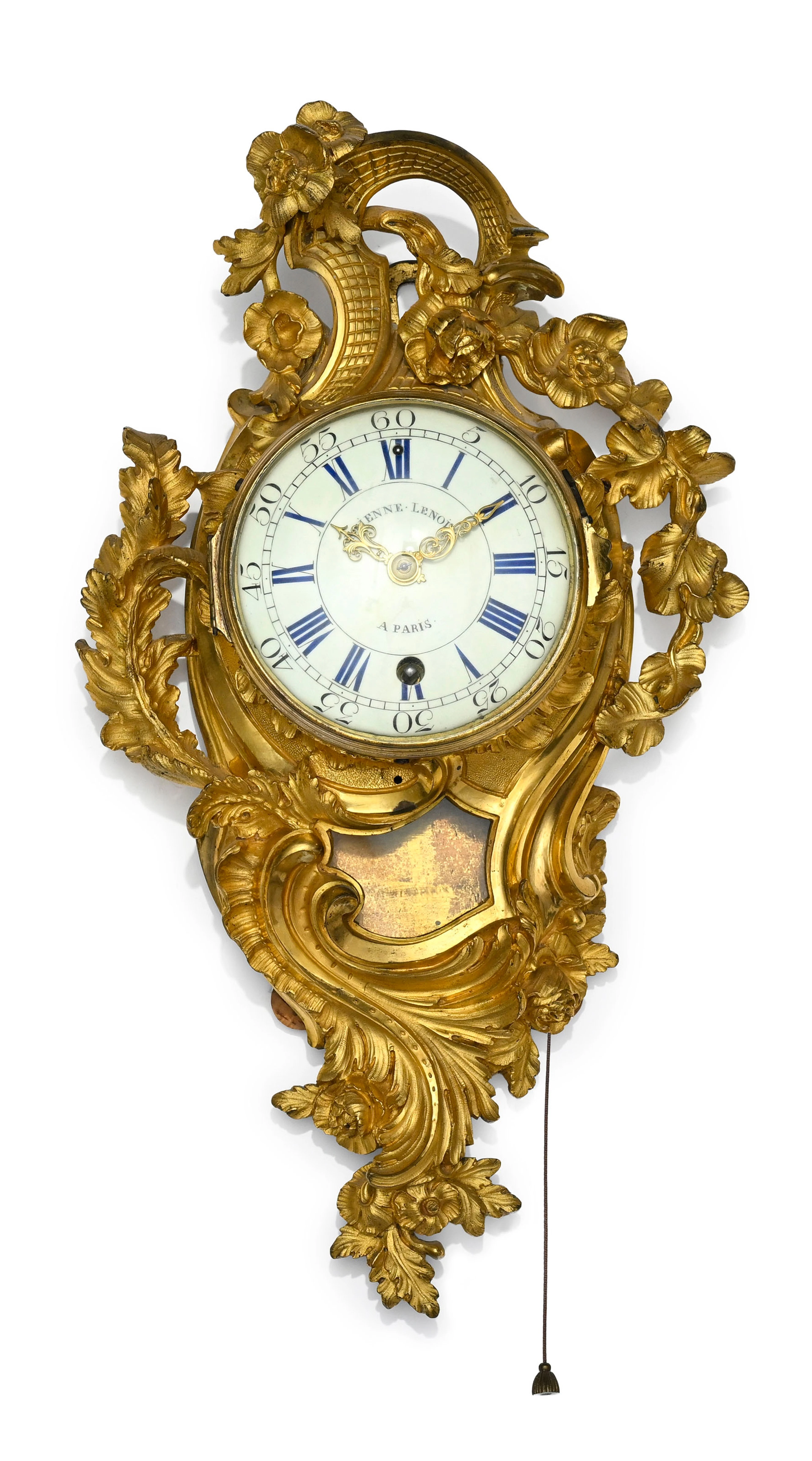 Cartel d'applique d'époque Louis XV, en bronze ciselé et doré à décor