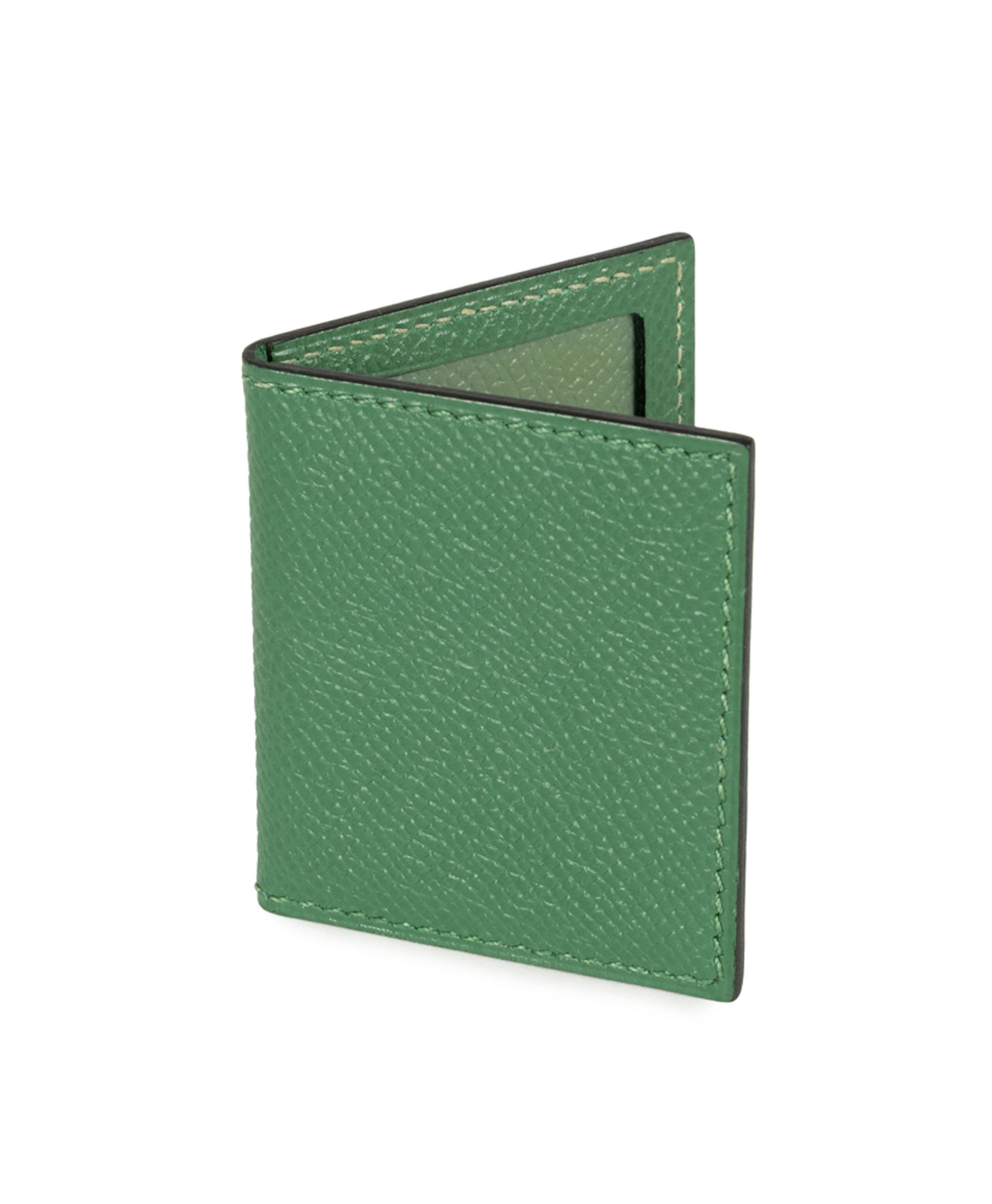 Hermès, porte photo en cuir Epsom vert, pour deux photos 4,5x3,5 cm