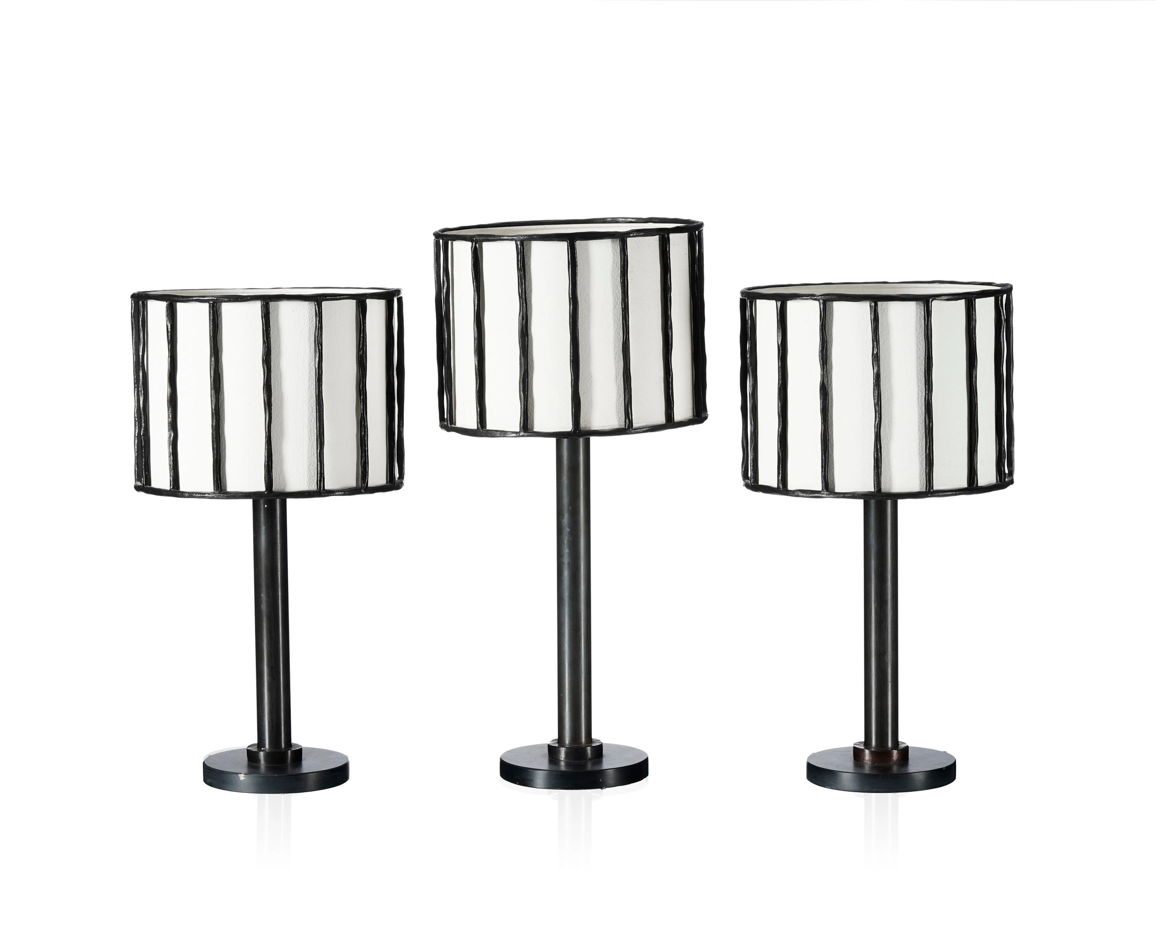 Ensemble de 3 lampes de table Bars par Eric Schmitt, fin du XXe s.