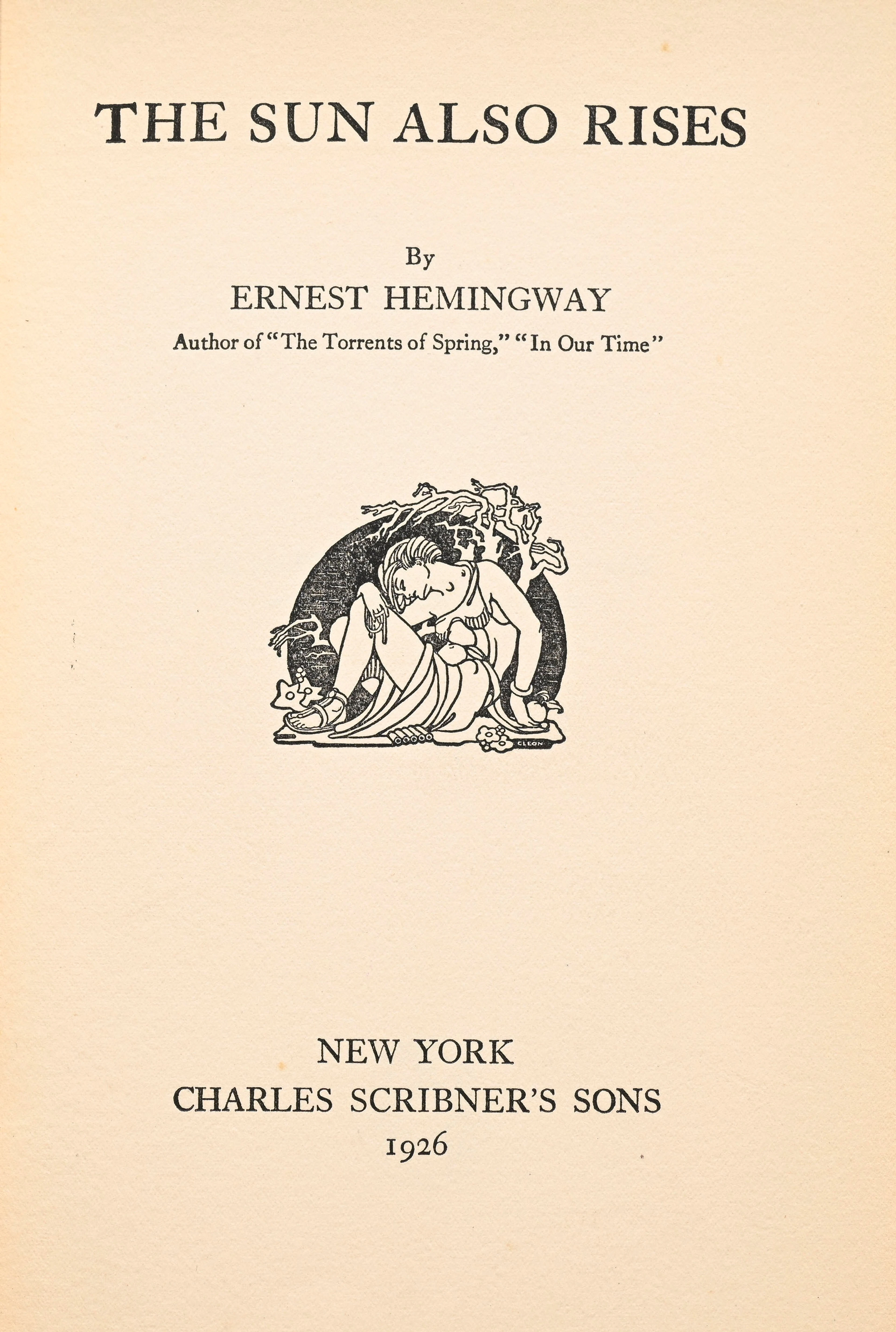 HEMINGWAY (Ernest). The Sun Also Rises. New York, Charles Scribner’s
