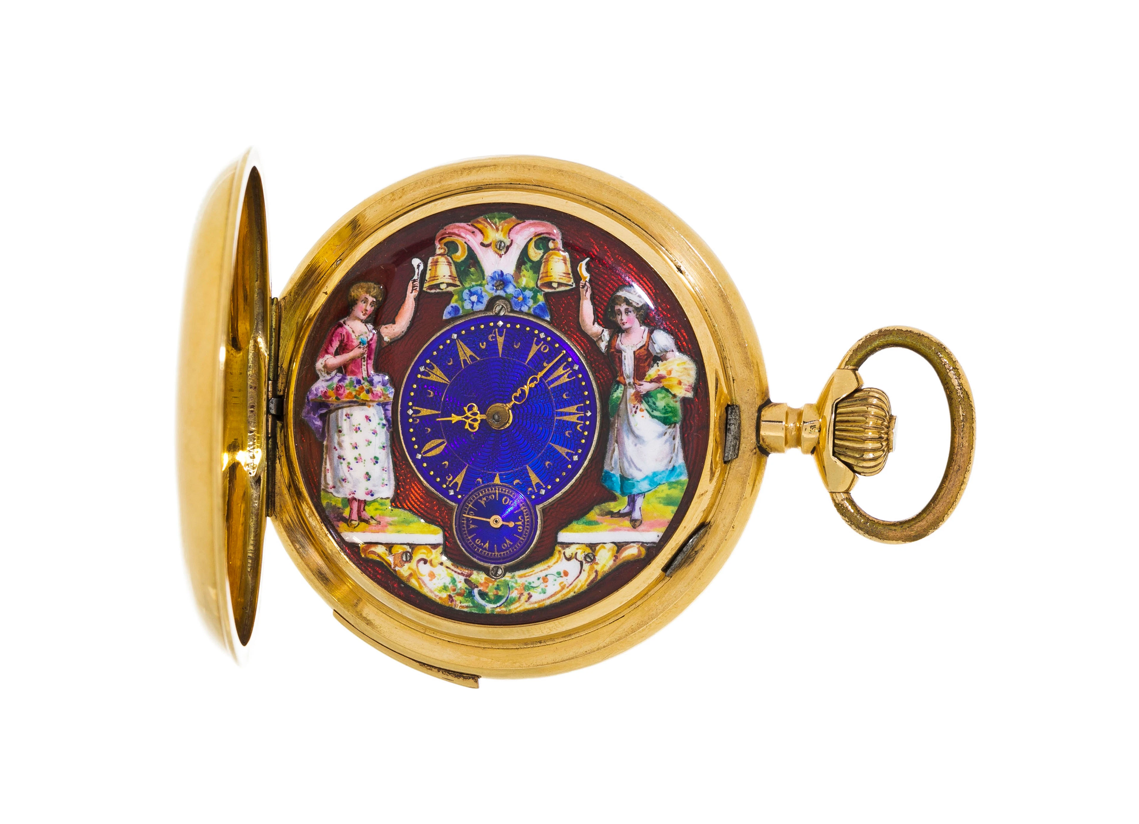 Invicta, montre de poche petite seconde en or 585 et métal à répétition