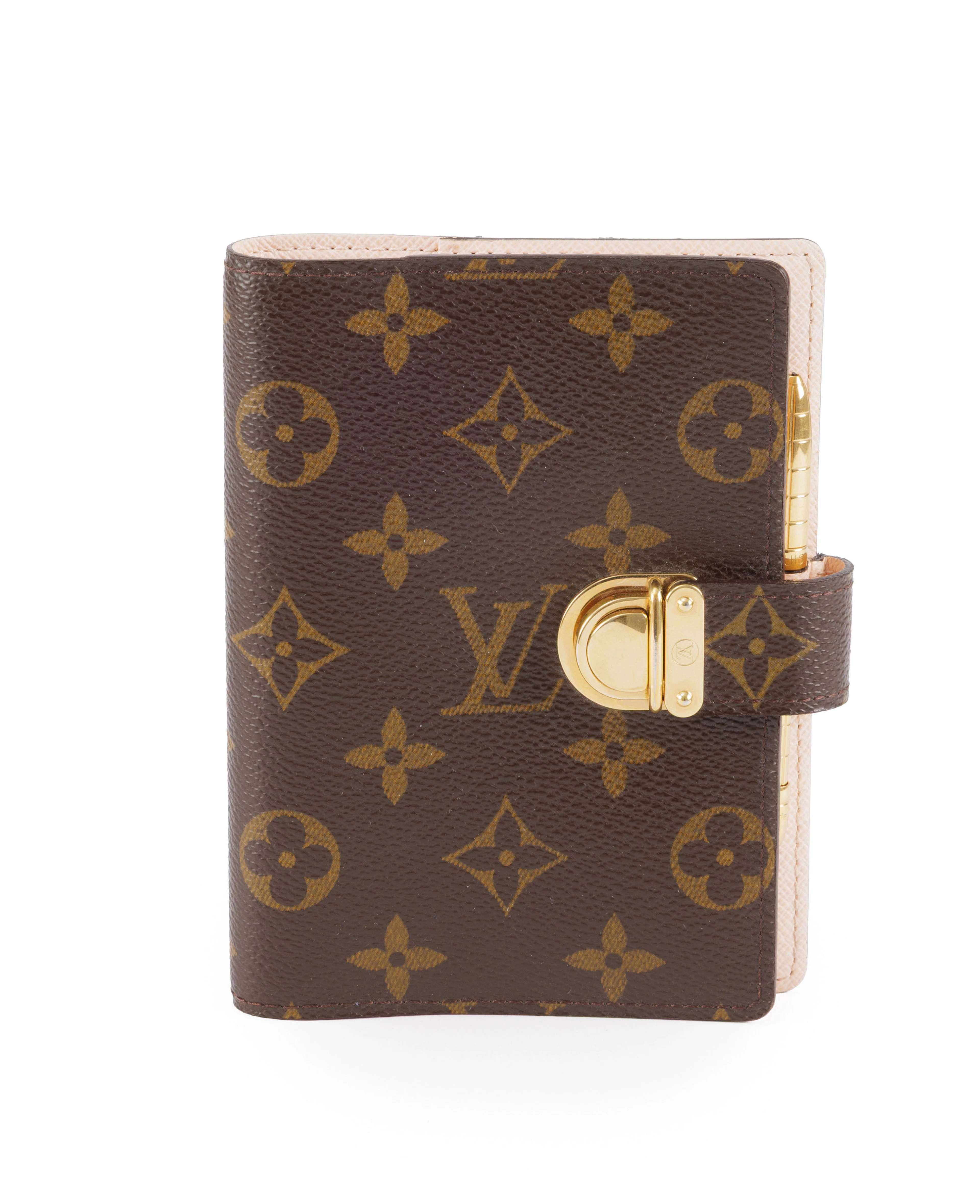 Louis Vuitton, porte agenda en toile enduite Monogram et crayon en