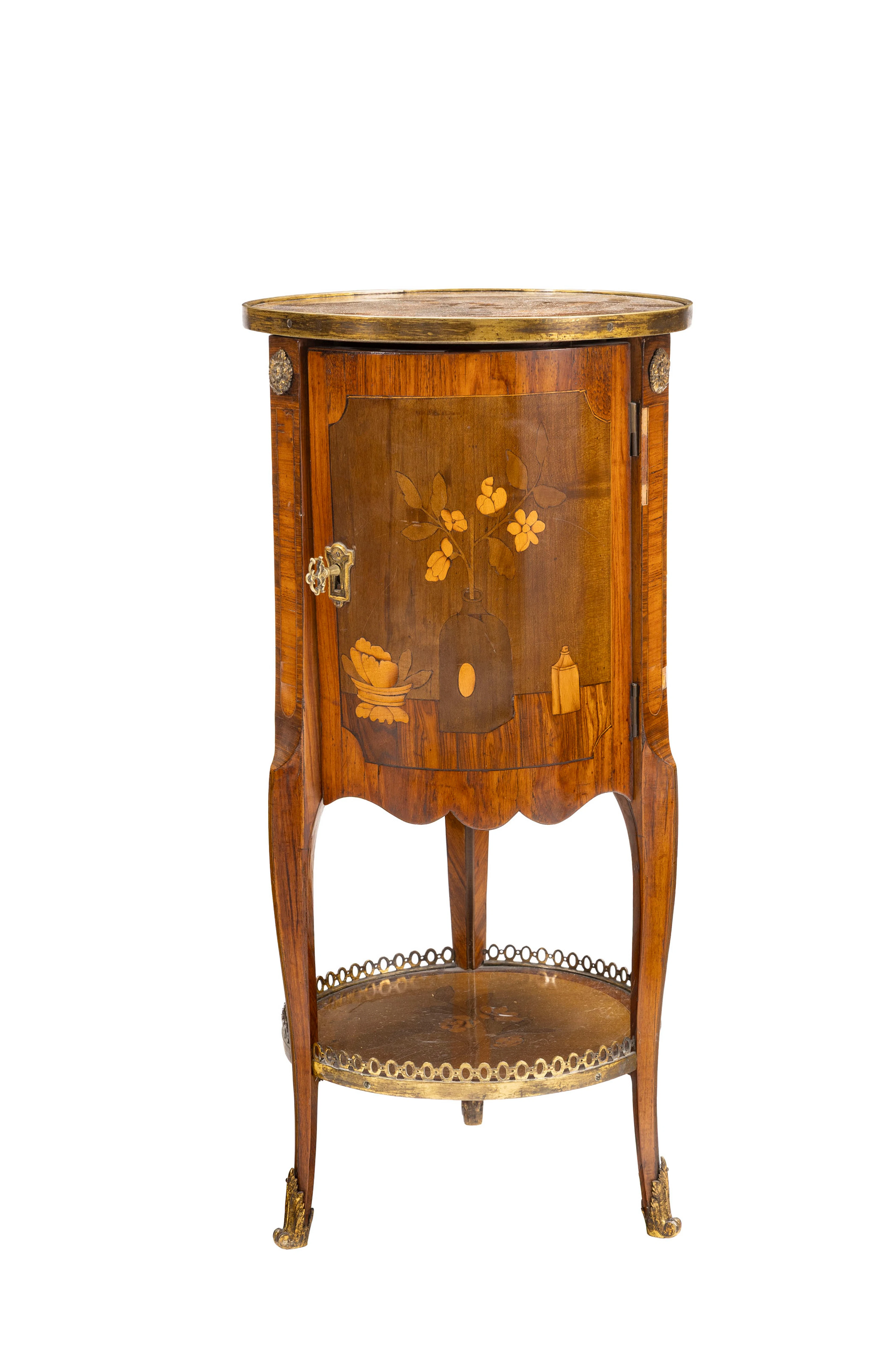 Table de salon de forme tambour d'époque Transition, en placage de