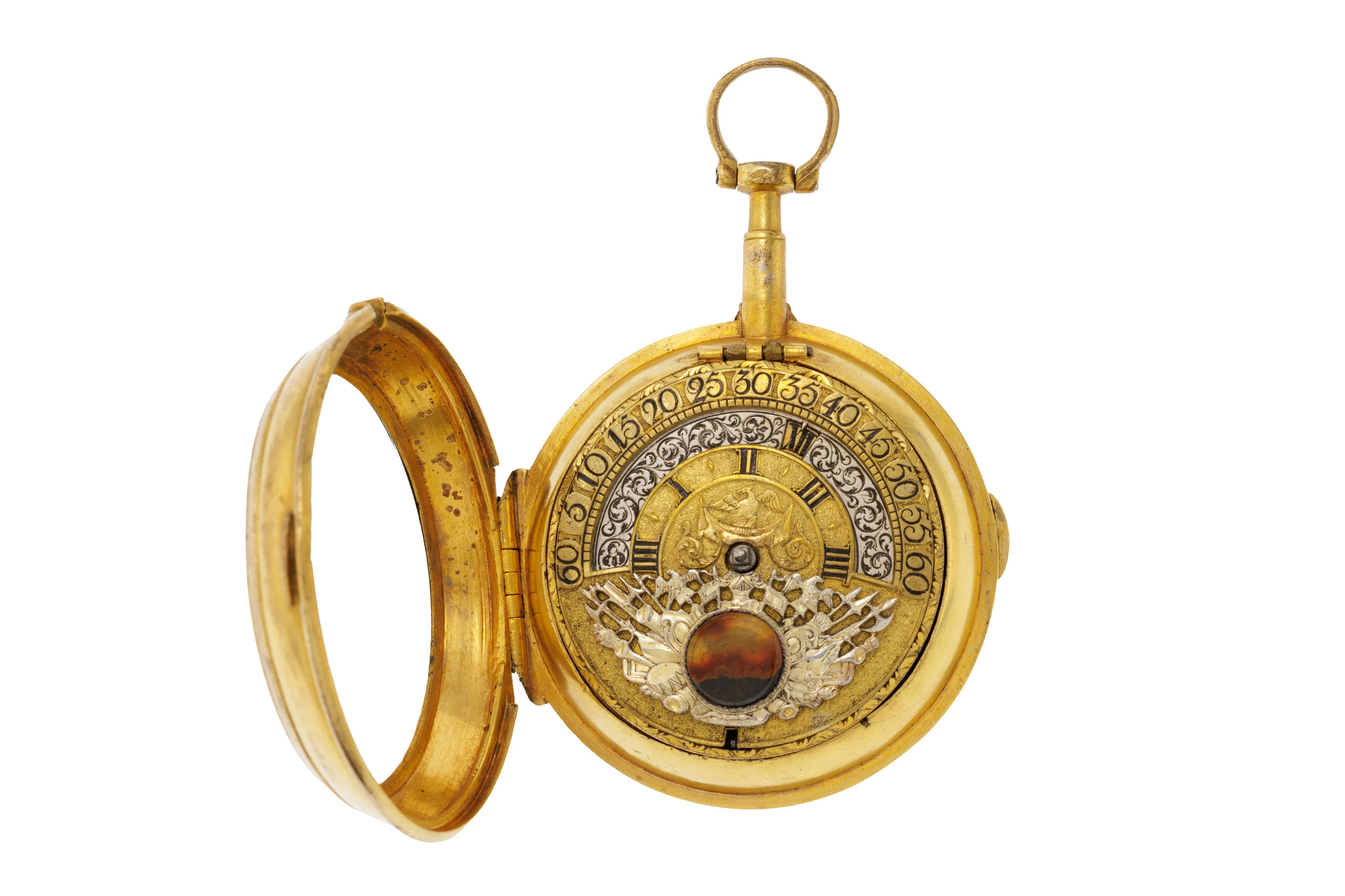 Gottfried Torborch, München, montre de poche à coq en laiton à heure