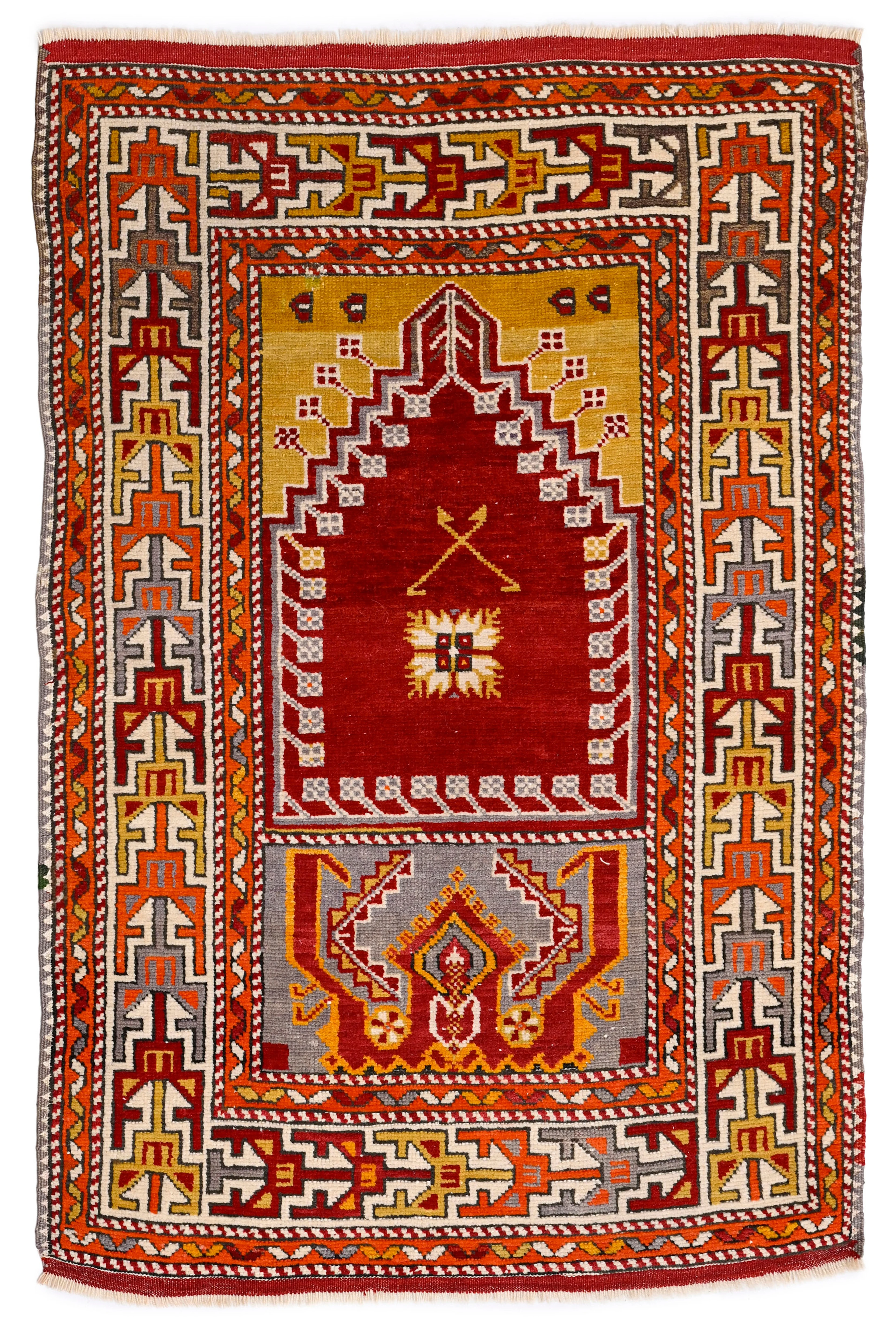 Tapis de prière, Turquie, milieu du XXe s., à mihrab rouge sur fond