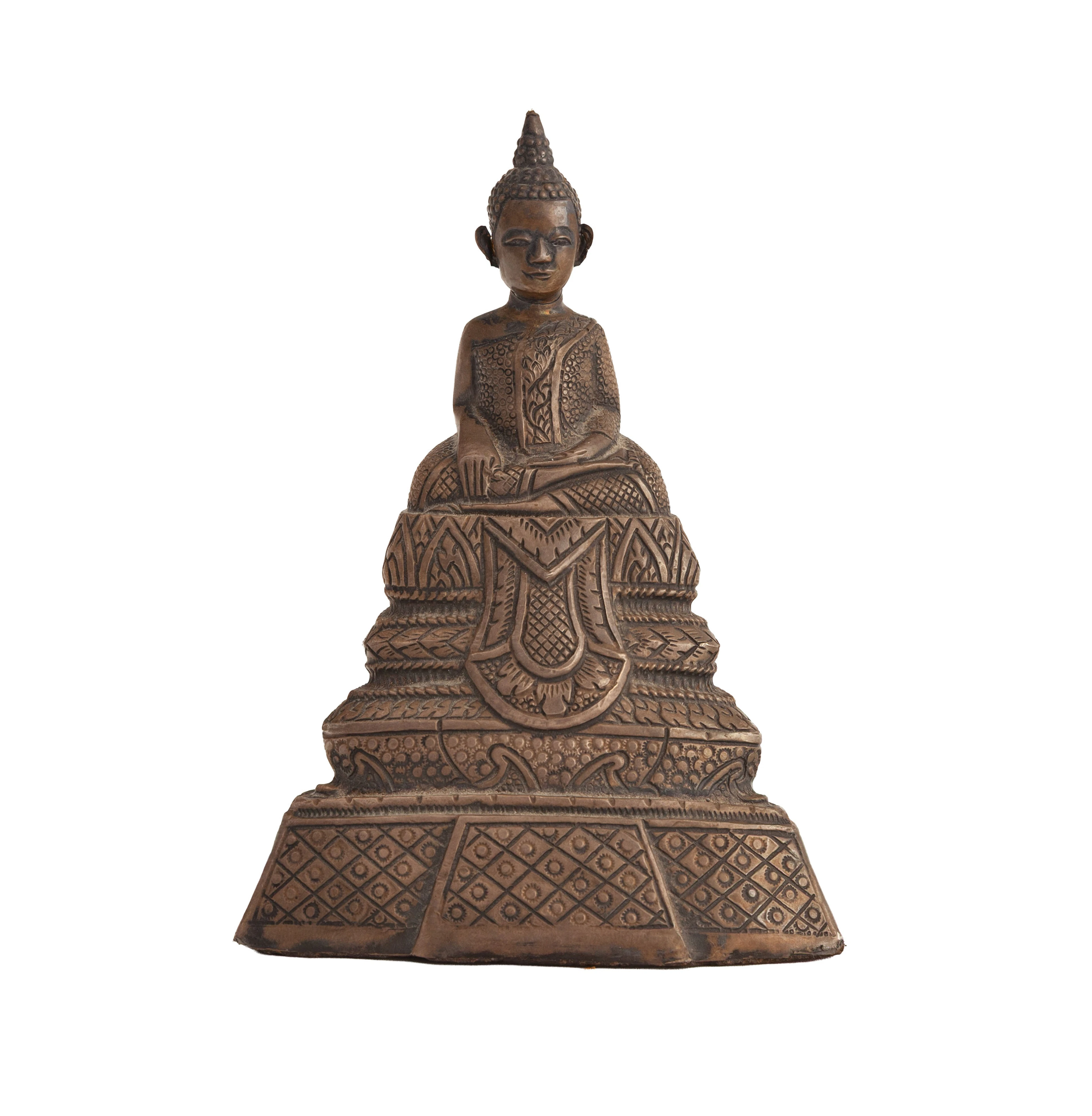 Bouddha assis, sculpture en feuille d'argent sur âme de cire, Thaïlande