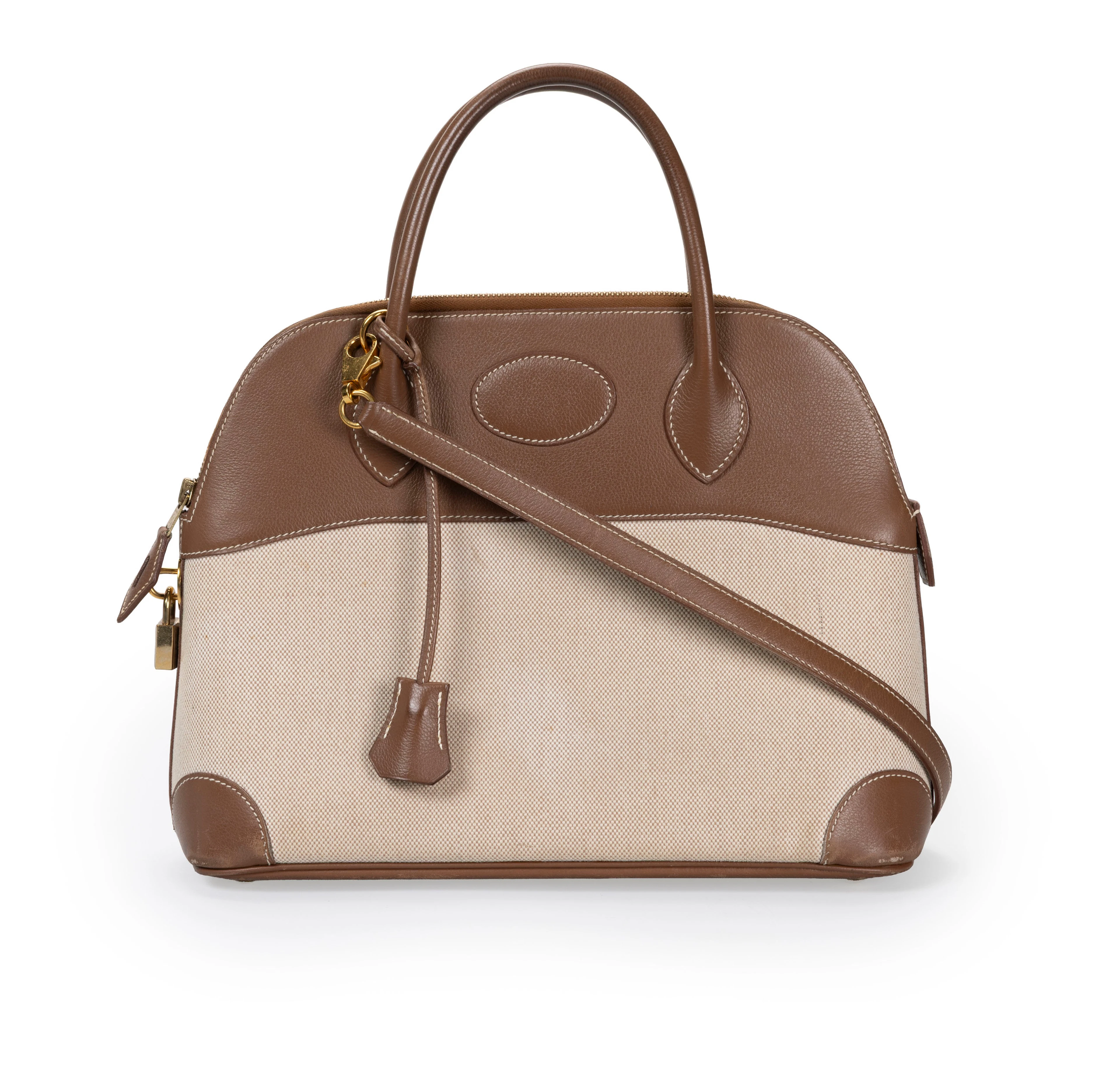 Hermès, sac Bolide 31 en toile H beige et cuir Gulliver Mocca, année