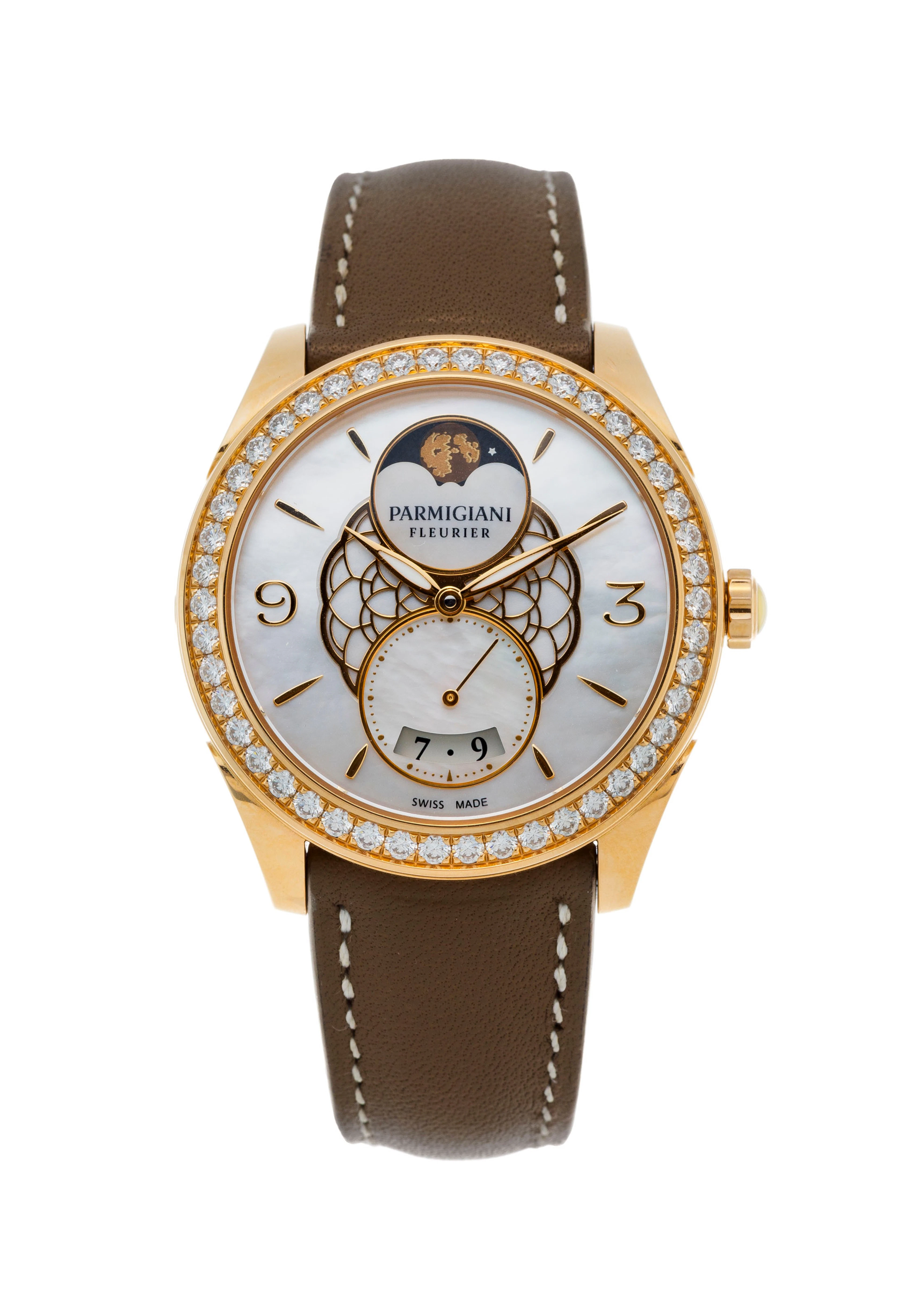 Parmigiani, Tonda Selene, montre petite seconde en or rose 750 sertie