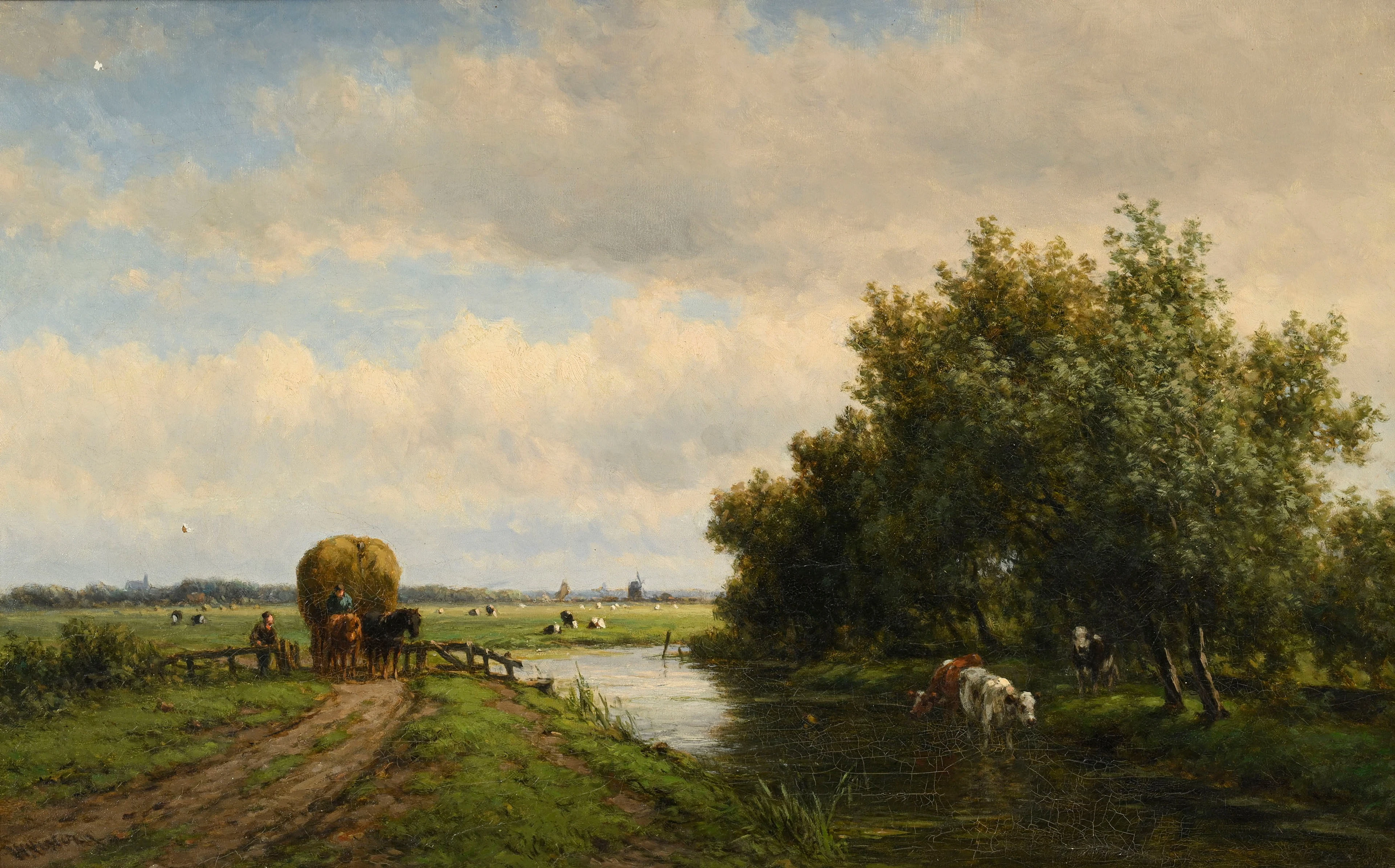 Willem Vester (1824-1871/95), Paysage animé de la campagne de Heemstede