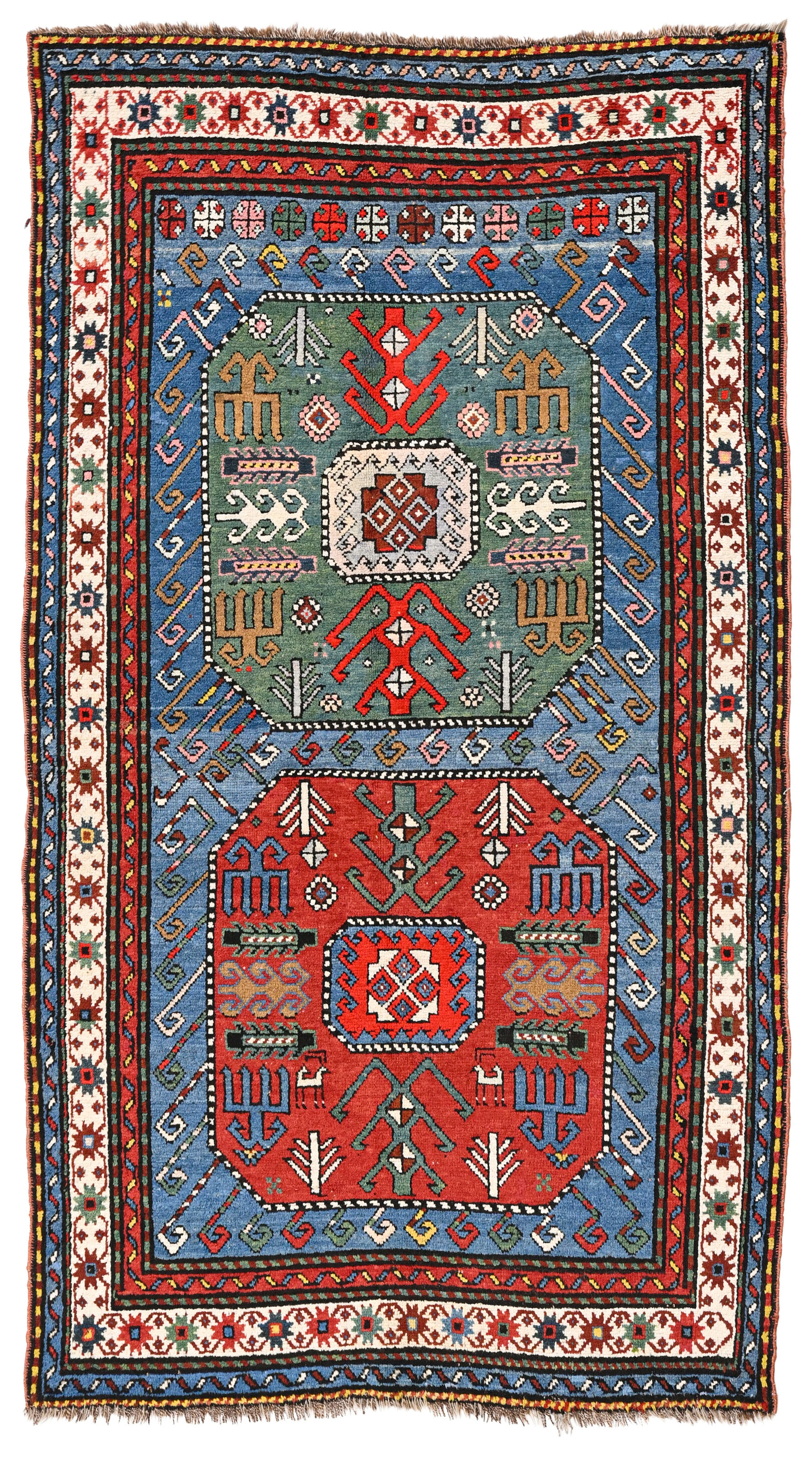 Tapis Kazakh, Caucase, milieu du XXe s., à deux octogones centraux