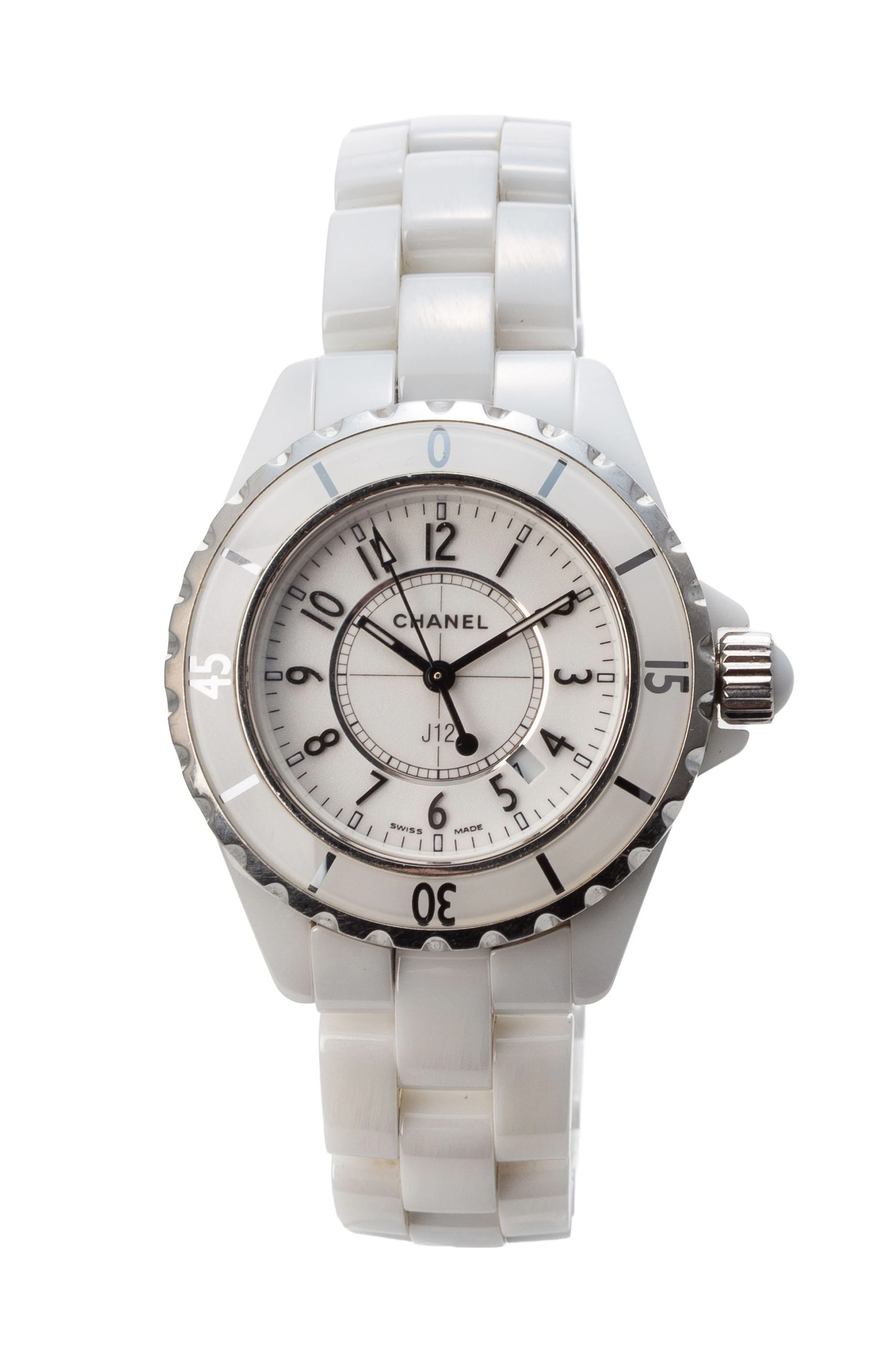 Chanel, J12, montre-bracelet en céramique blanche et acier Mouvement: