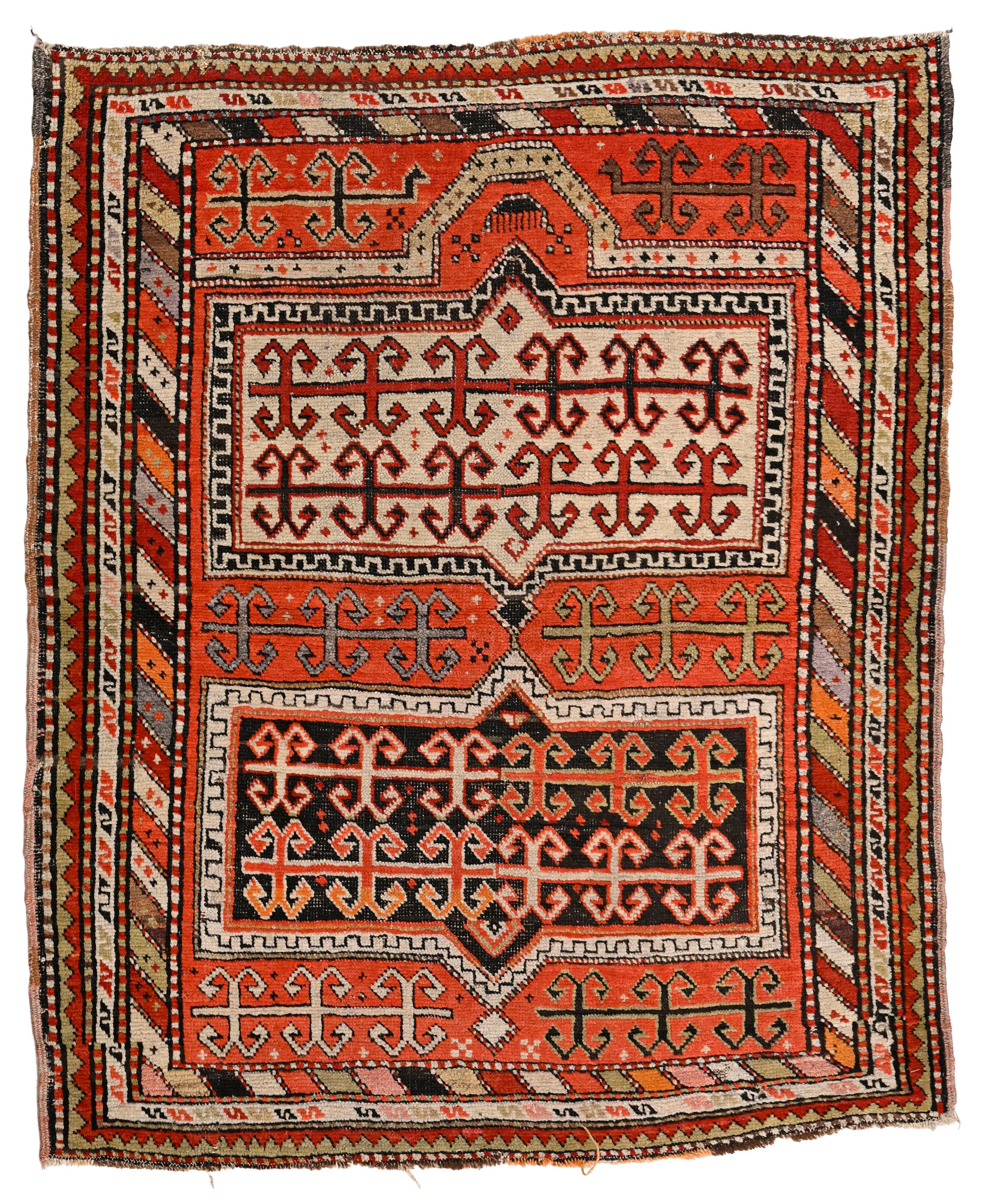 Tapis de prière Kazakh, Caucase, 1ère moitié du XXe s., à trois médaillons