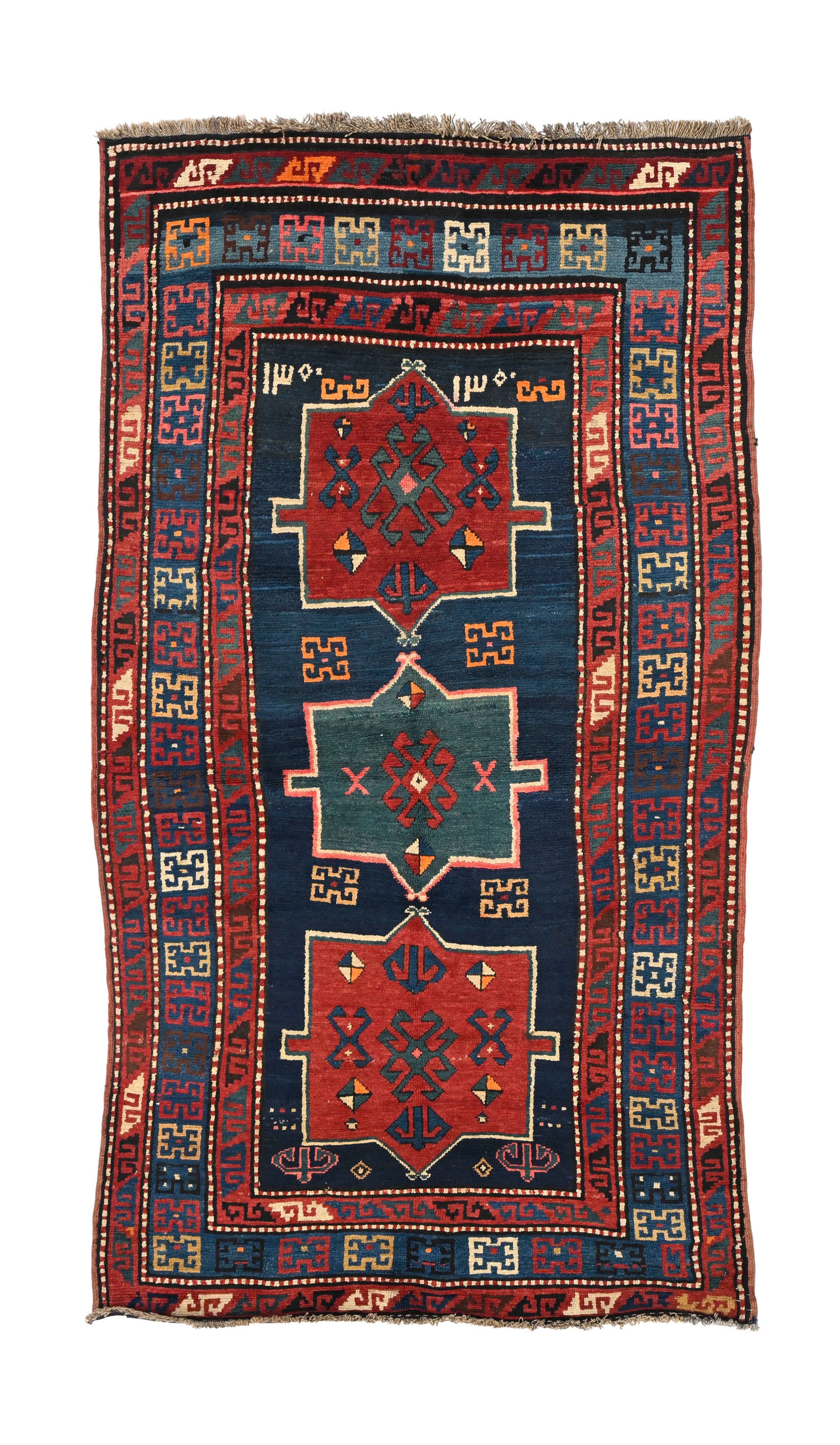 Tapis Kazakh Fachralo, Caucase, fin XIXe s., à trois médaillons centraux