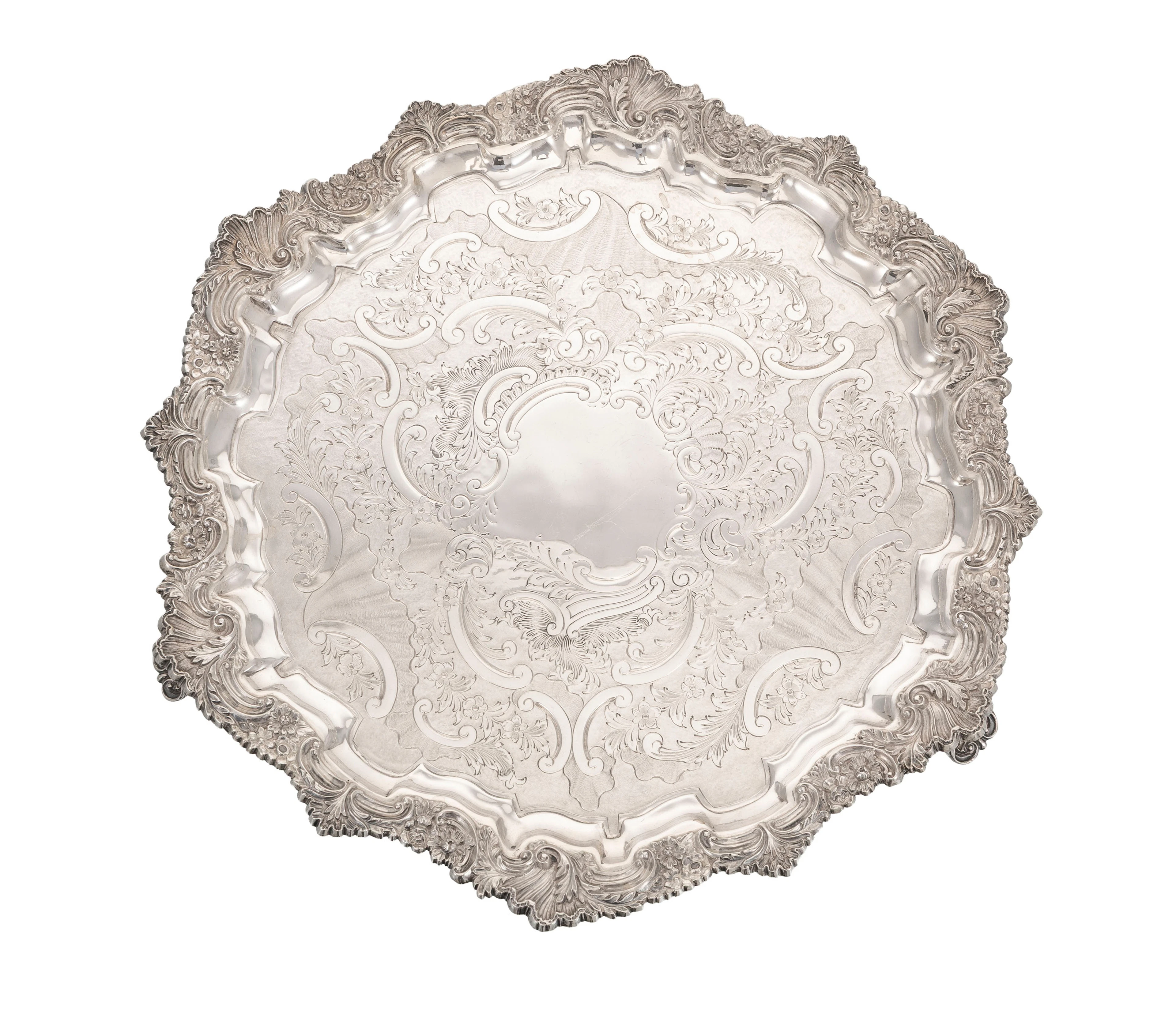Plateau de présentation d'époque Victorienne en argent, par Thomas