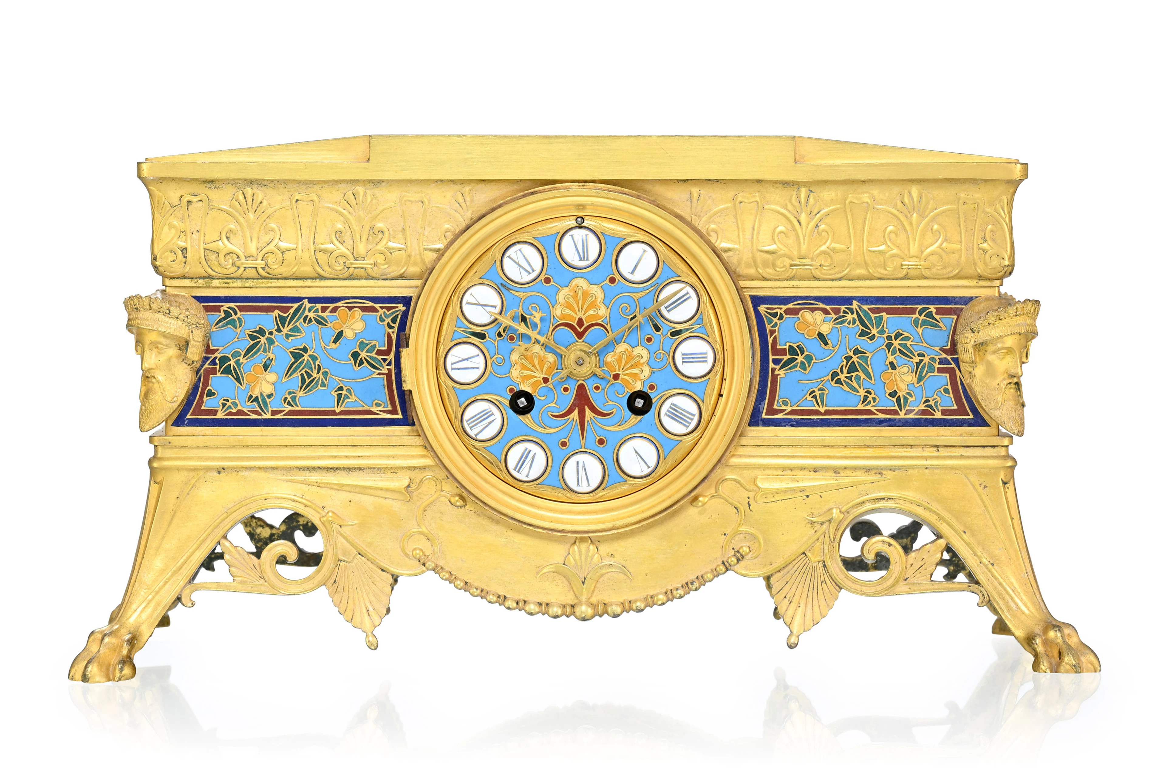 Pendule par Barbedienne, fin du XIXe s., en bronze doré et ciselé
