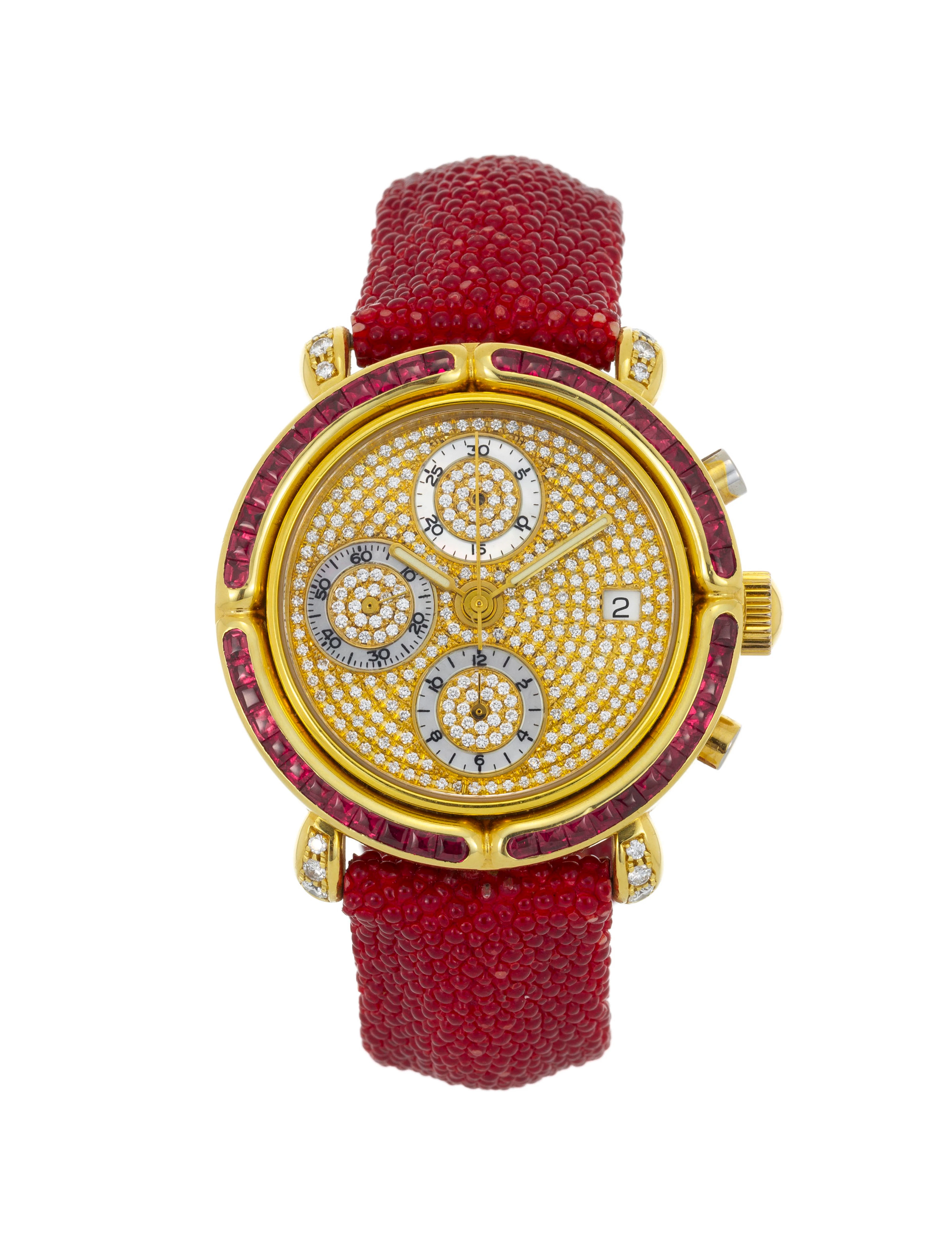 Nemesis, Pièce Unique, montre chronographe en or 750 sertie de diamants