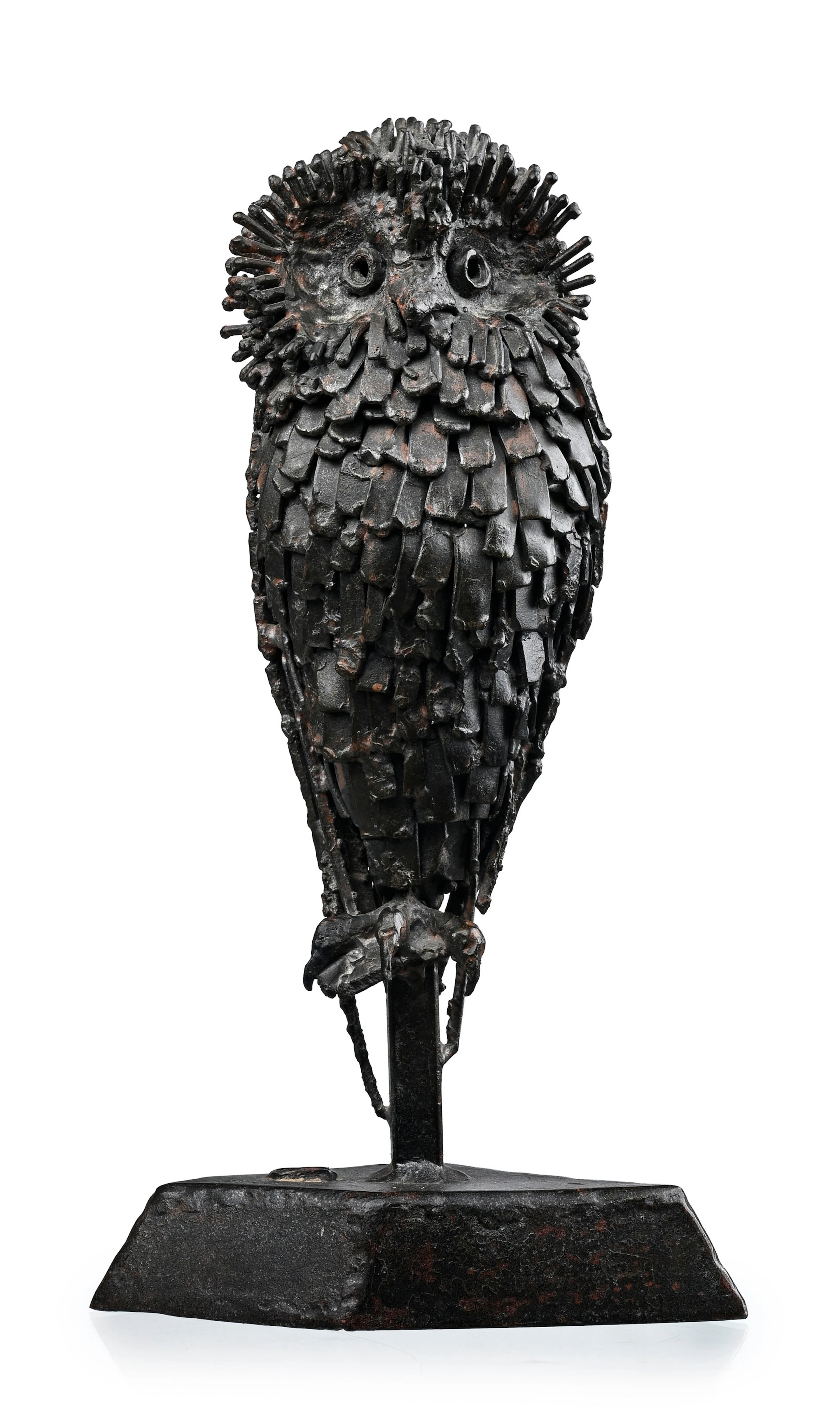 Walter Weibel (1924-2006), Hibou, sculpture en fer, signée, cachet