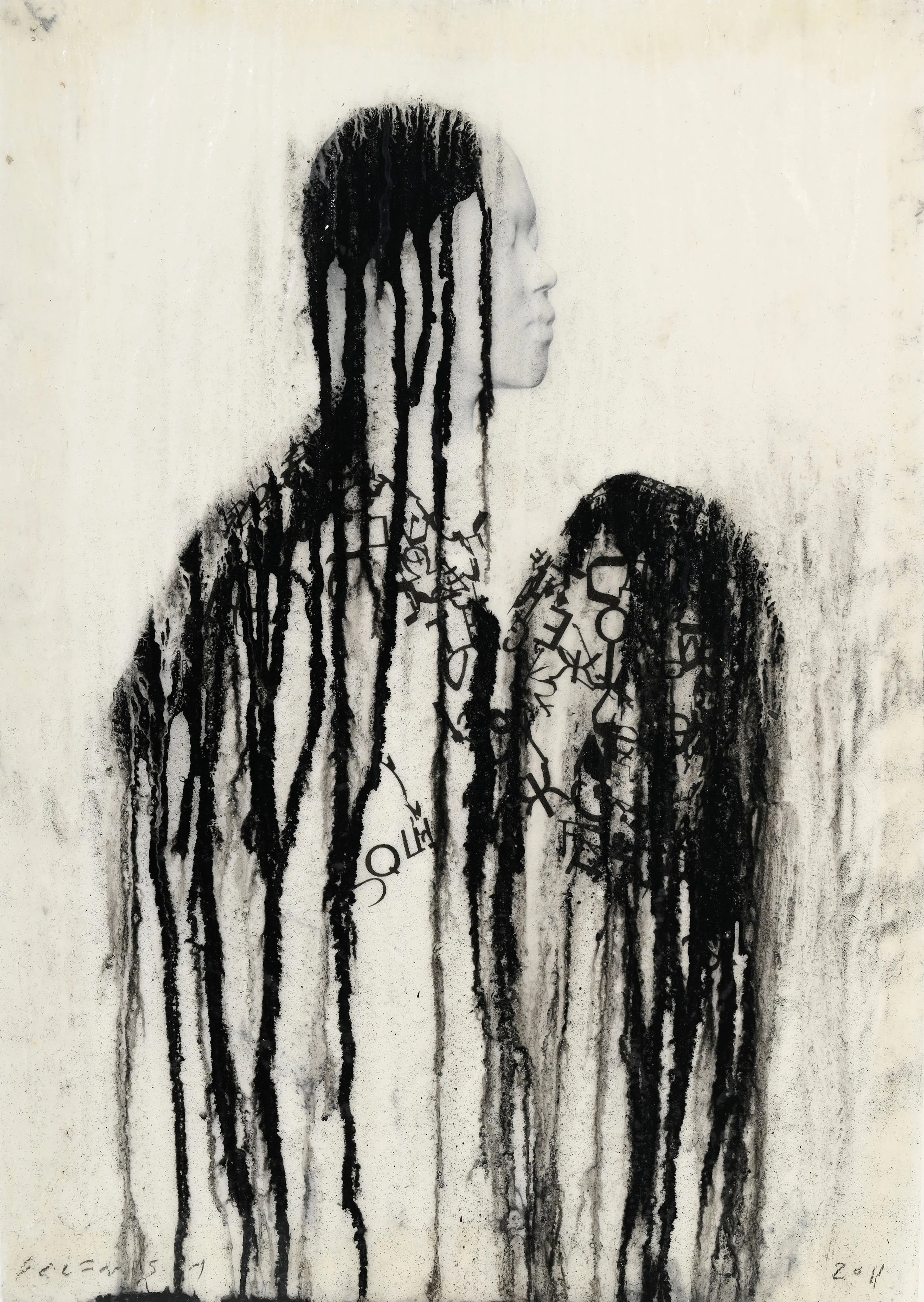 Jaume Plensa (1955), "Ombre voilée V", 2011, technique mixte sur papier