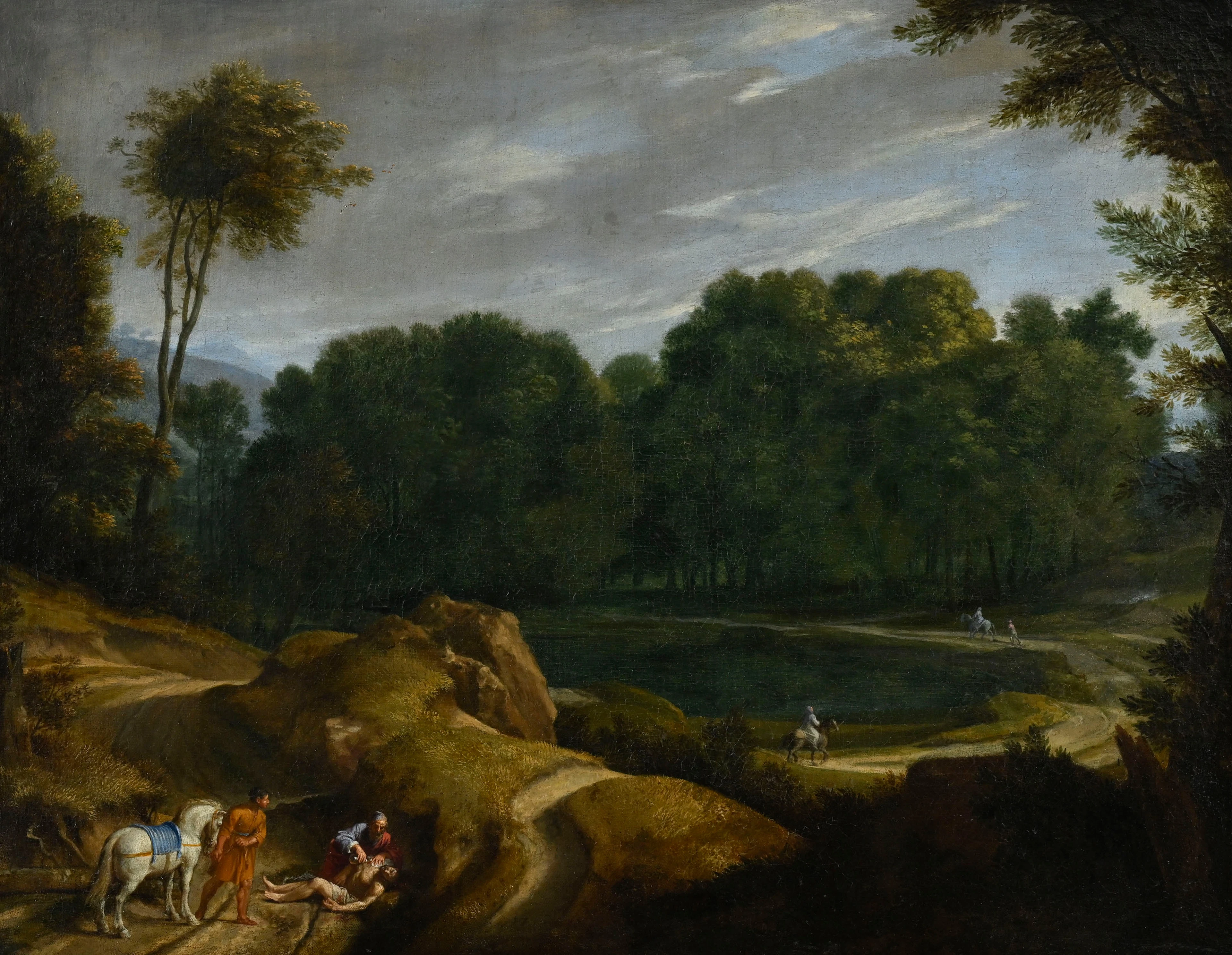 Lucas Achtschellinck (1629-1699), Le bon samaritain dans un paysage