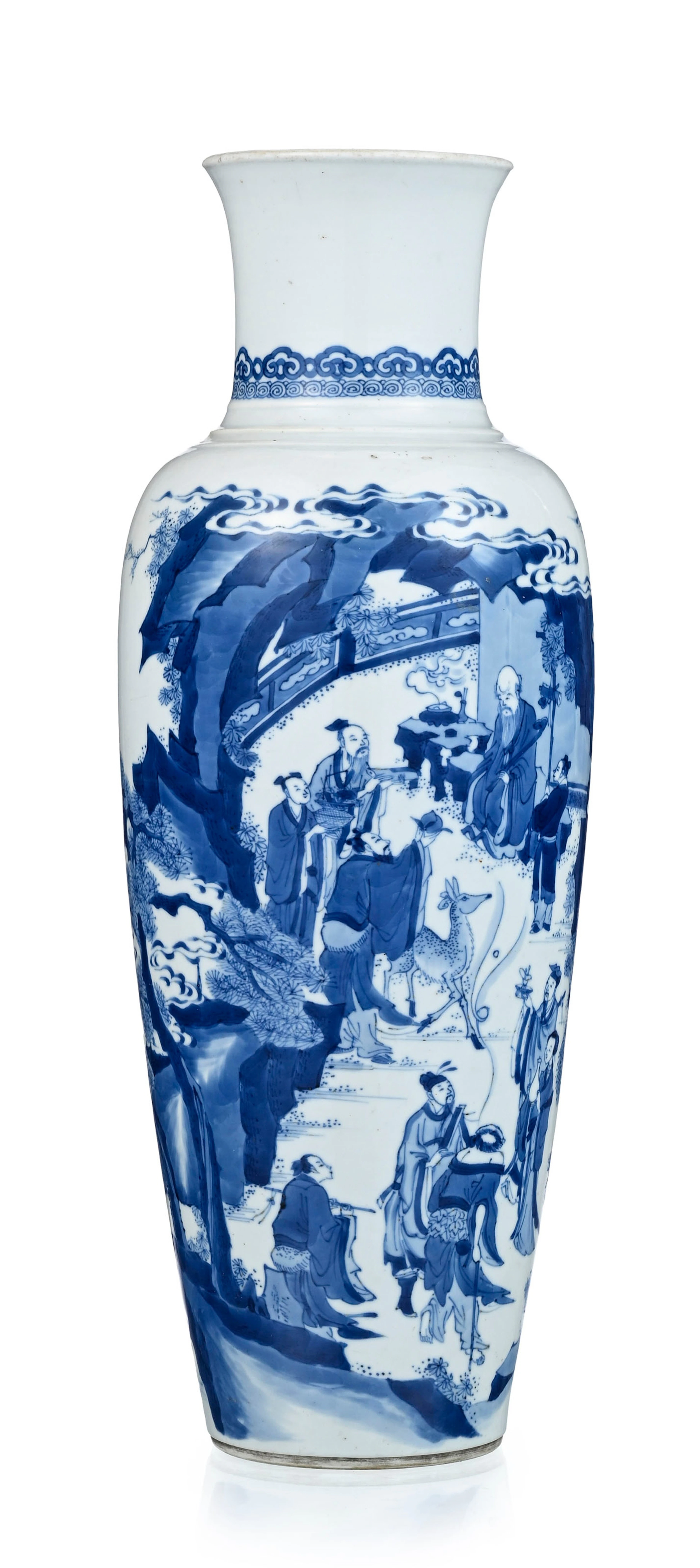Vase en porcelaine, Chine, dynastie Qing, décor en bleu d'Immortels