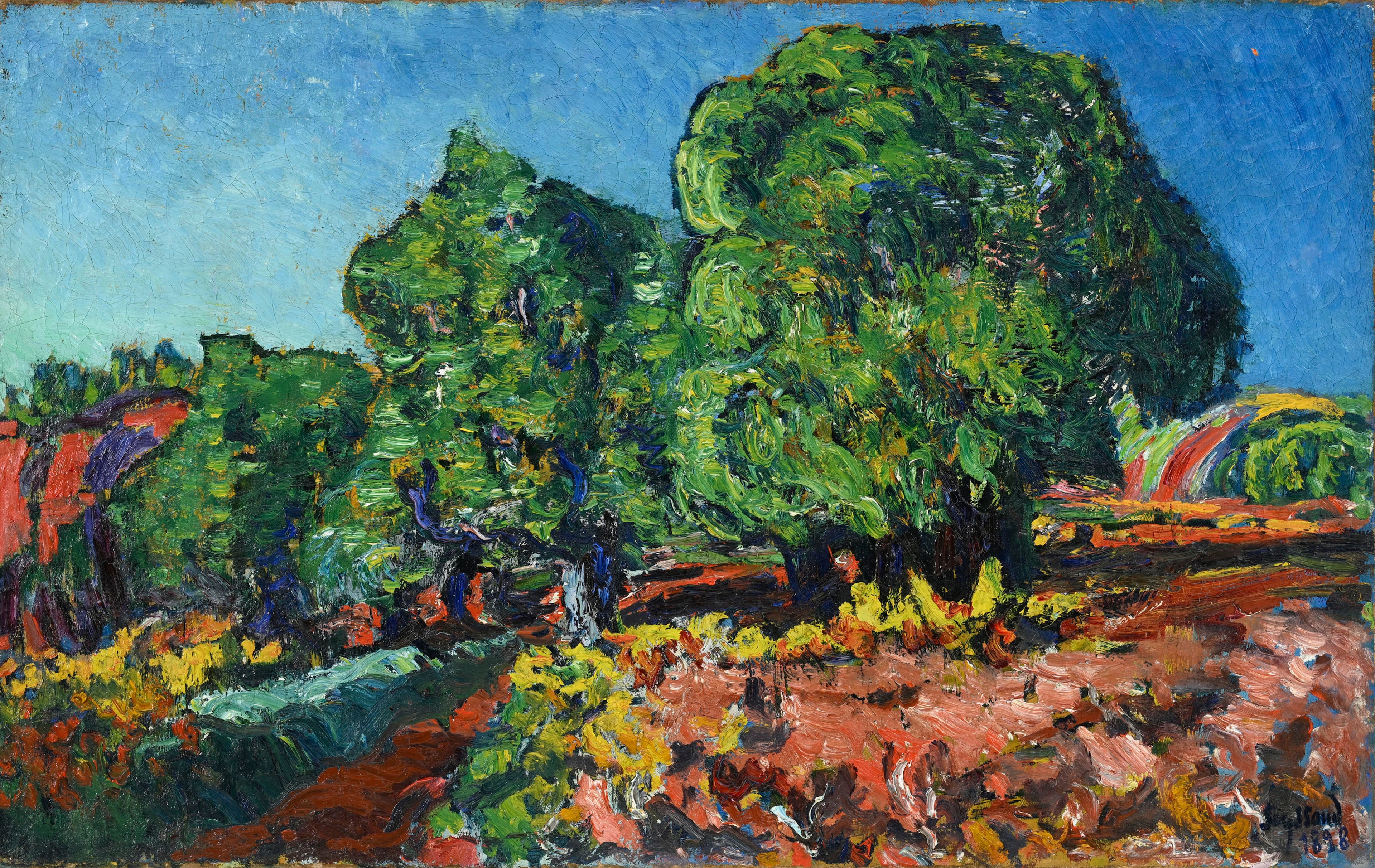 René Seyssaud (1867-1952), "Châtaigniers dans les ocres", 1898, huile