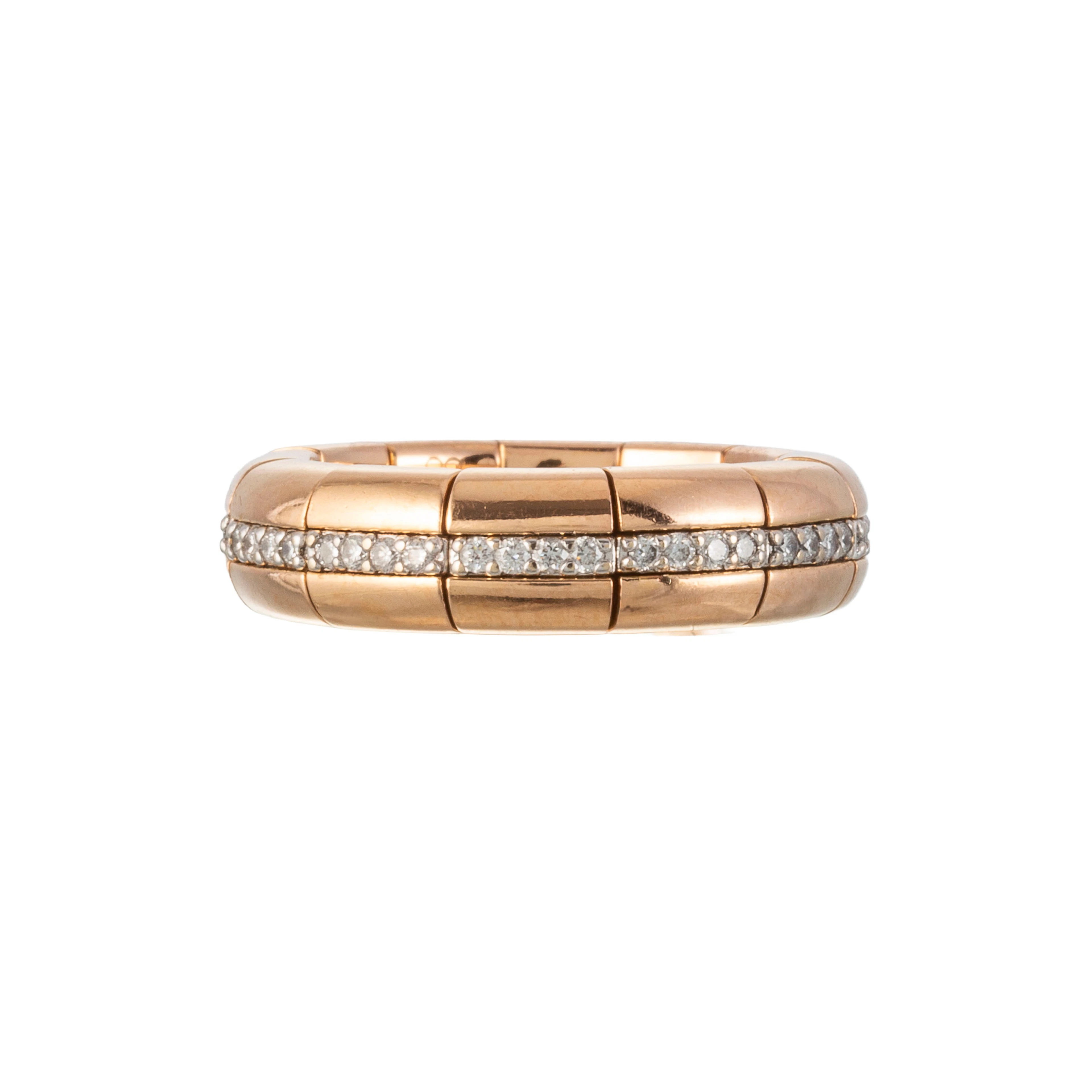 Roberto Demeglio, bague flexible 2 ors 750 sertie d'une ligne de diamants
