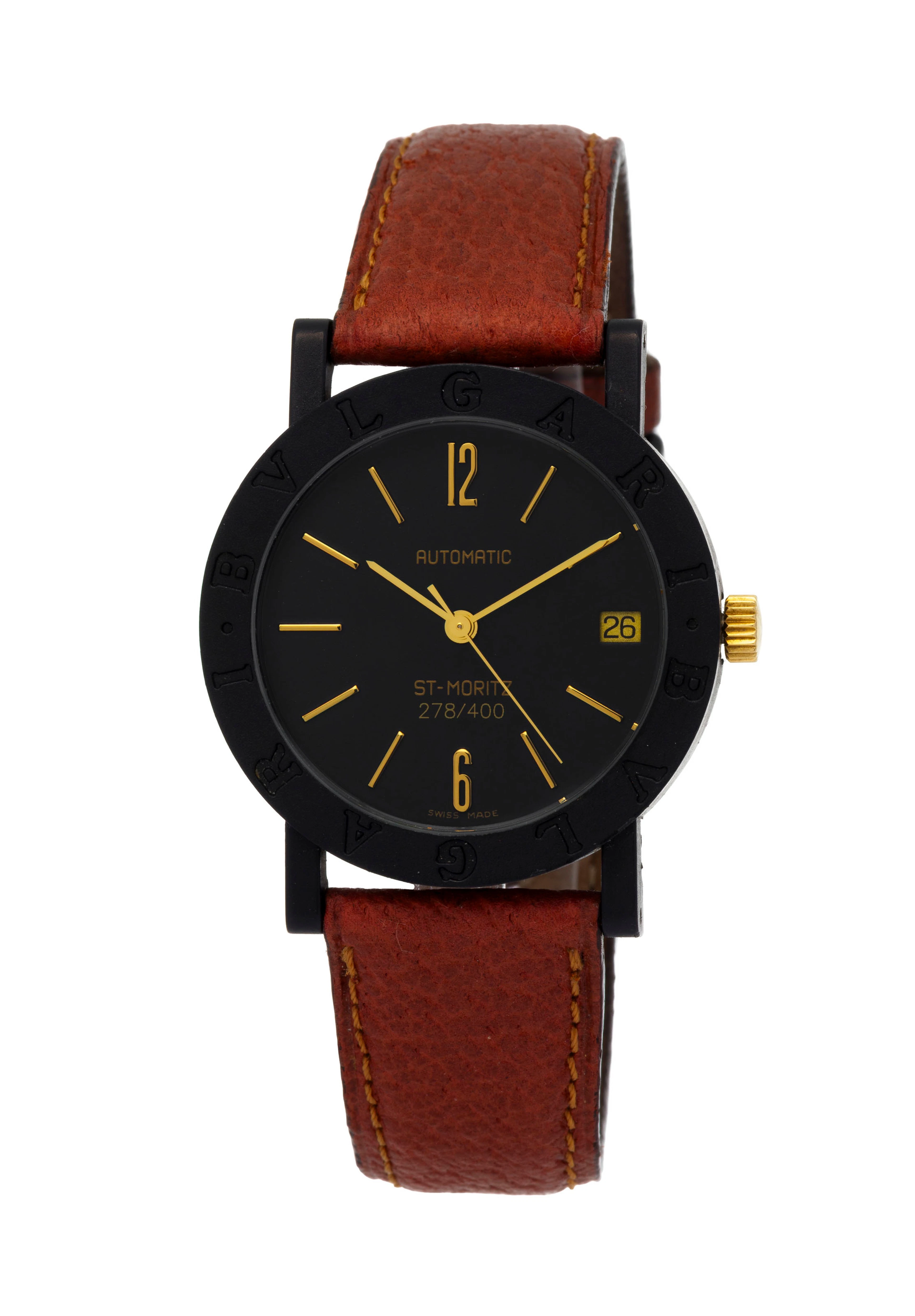 Bulgari, Ed. Limitée St-Moritz n°278/400, montre en plastique noir
