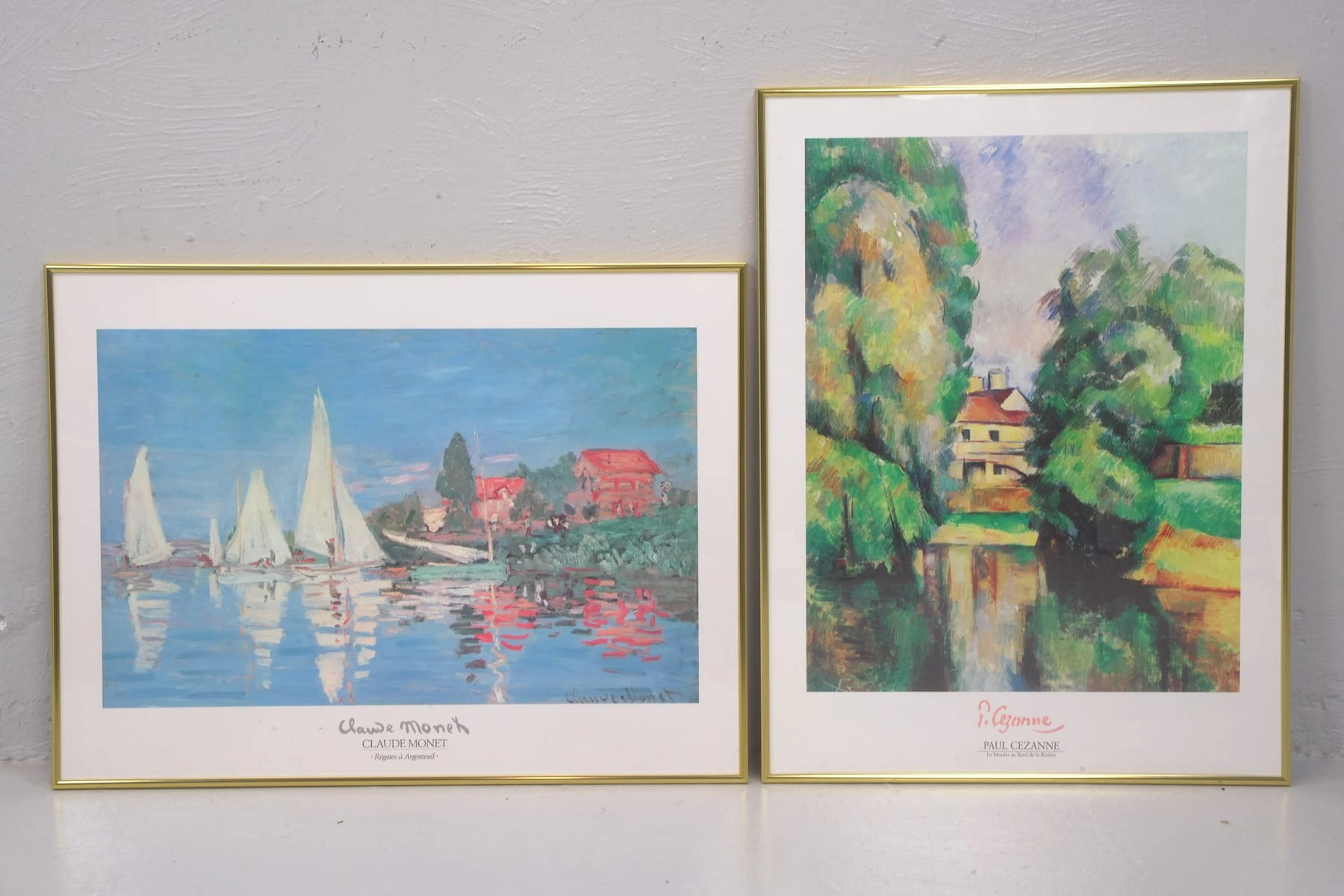 INRAMADE AFFISCHER, 2 st, efter Claude Monet & Paul Cezanne