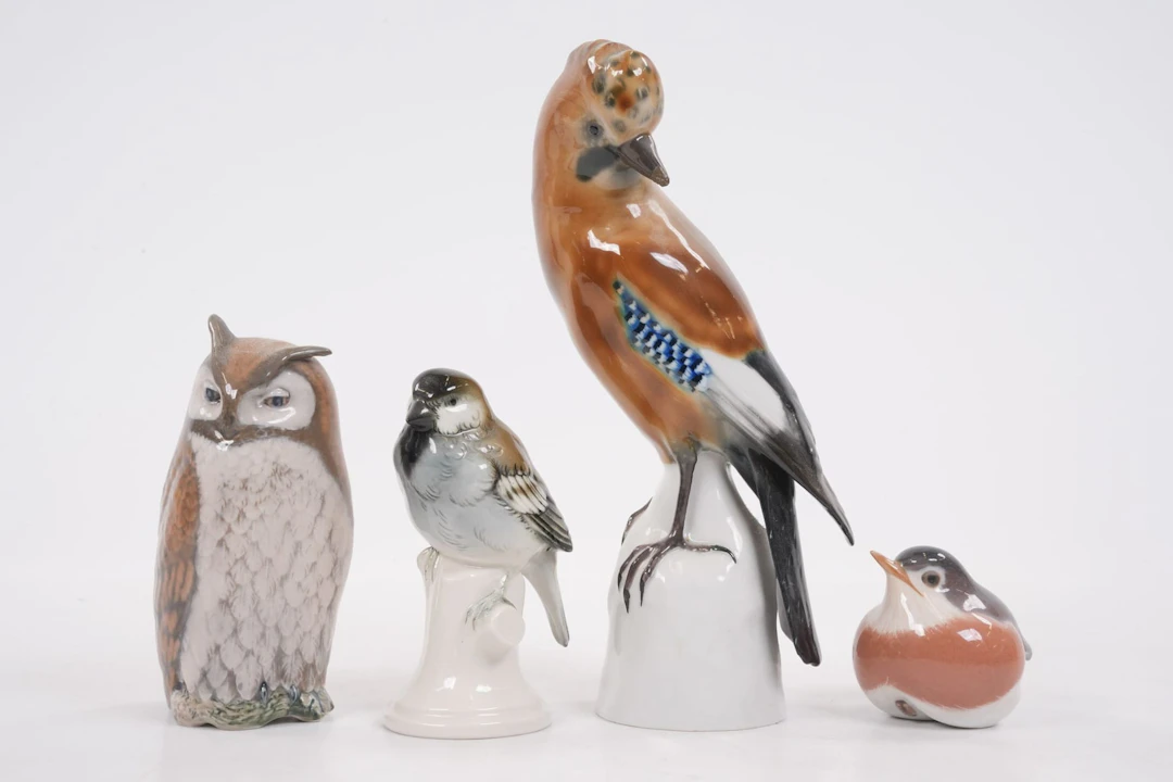 FIGURINER, fåglar, 4 st, bl.a. Royal Copenhagen, Danmark