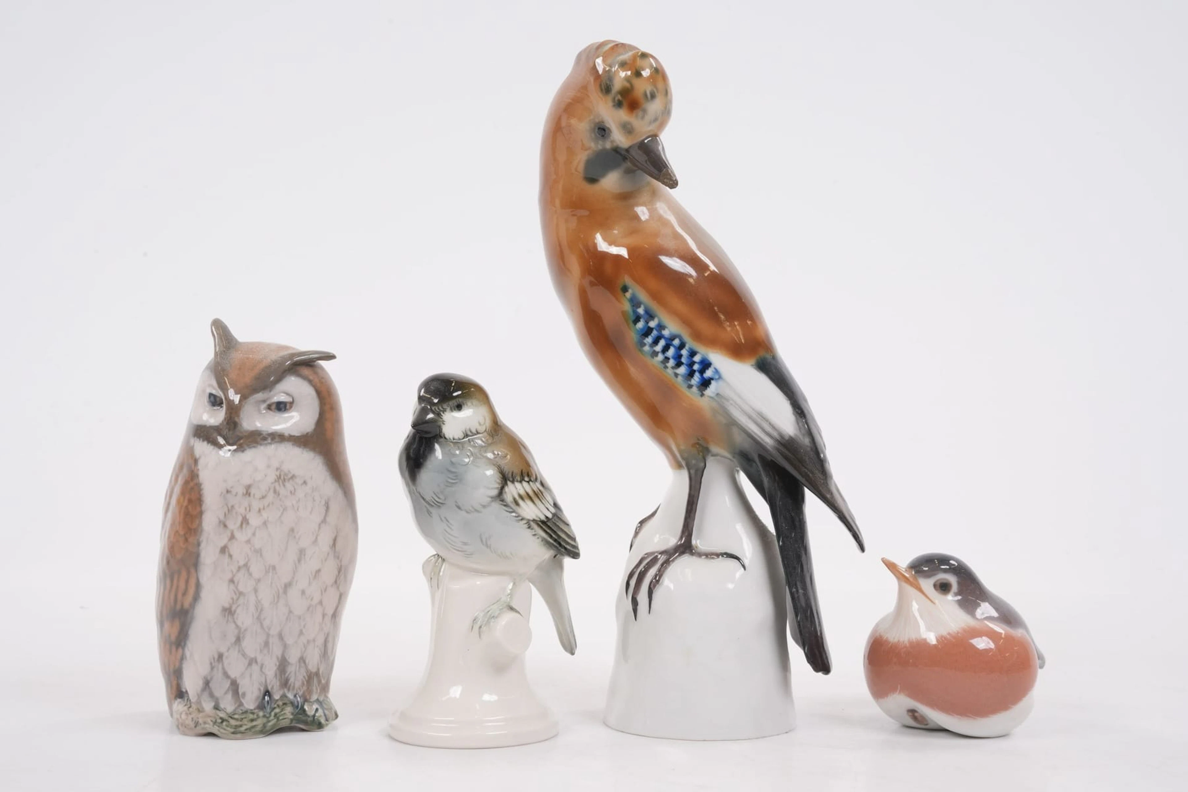FIGURINER, fåglar, 4 st, bl.a. Royal Copenhagen, Danmark