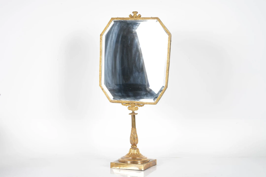 BORDSSPEGEL / SMINKSPEGEL, gulmetall, 1900-tal
