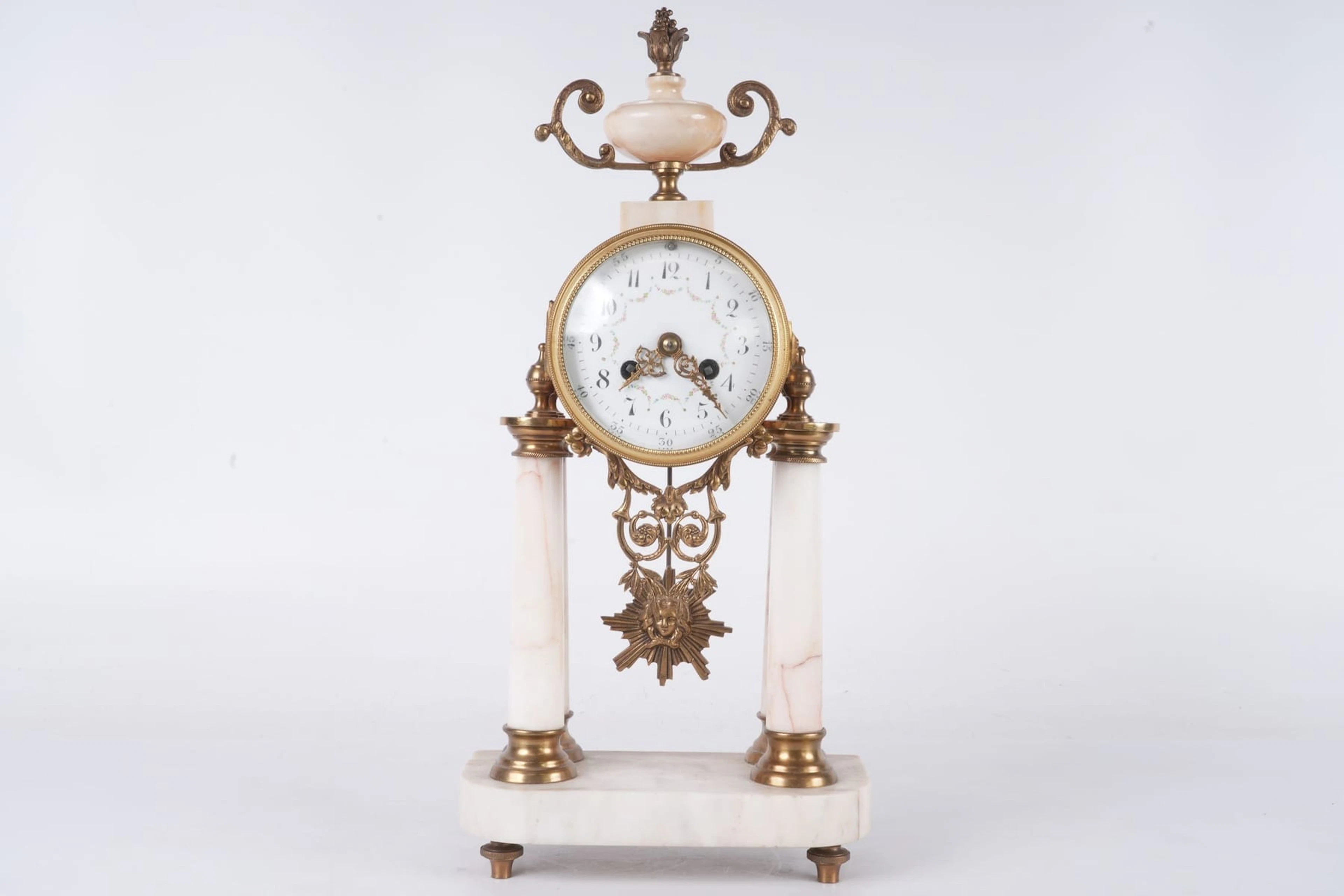 BORDSPENDYL, marmor och mässing, empirestil, 1900-tal