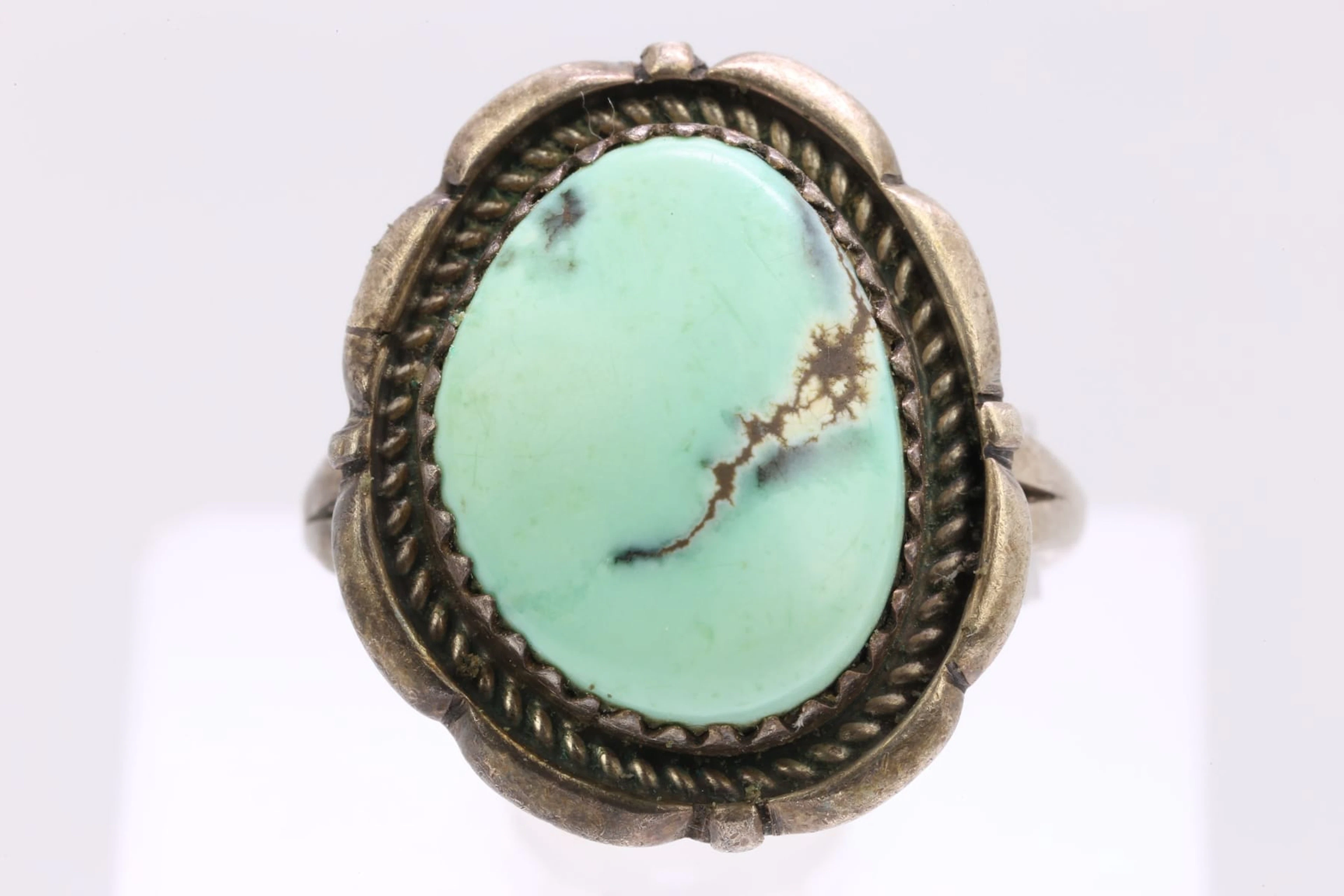 RING med cabochonslipad turkos, silver