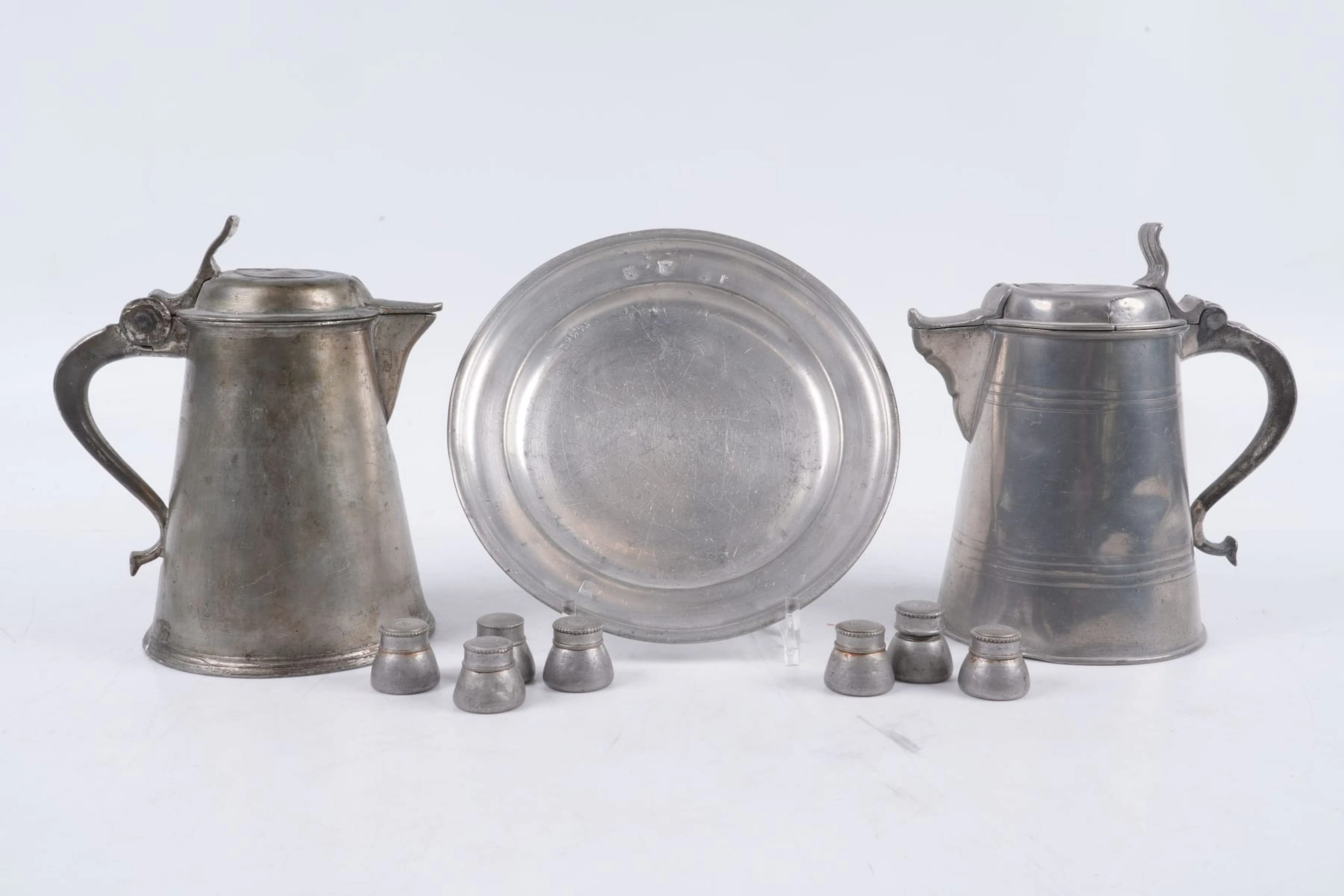 OLJEDOSOR /ARMOLDOSOR, 7 st, stop, 2 st, samt fat, tenn, 1800-tal