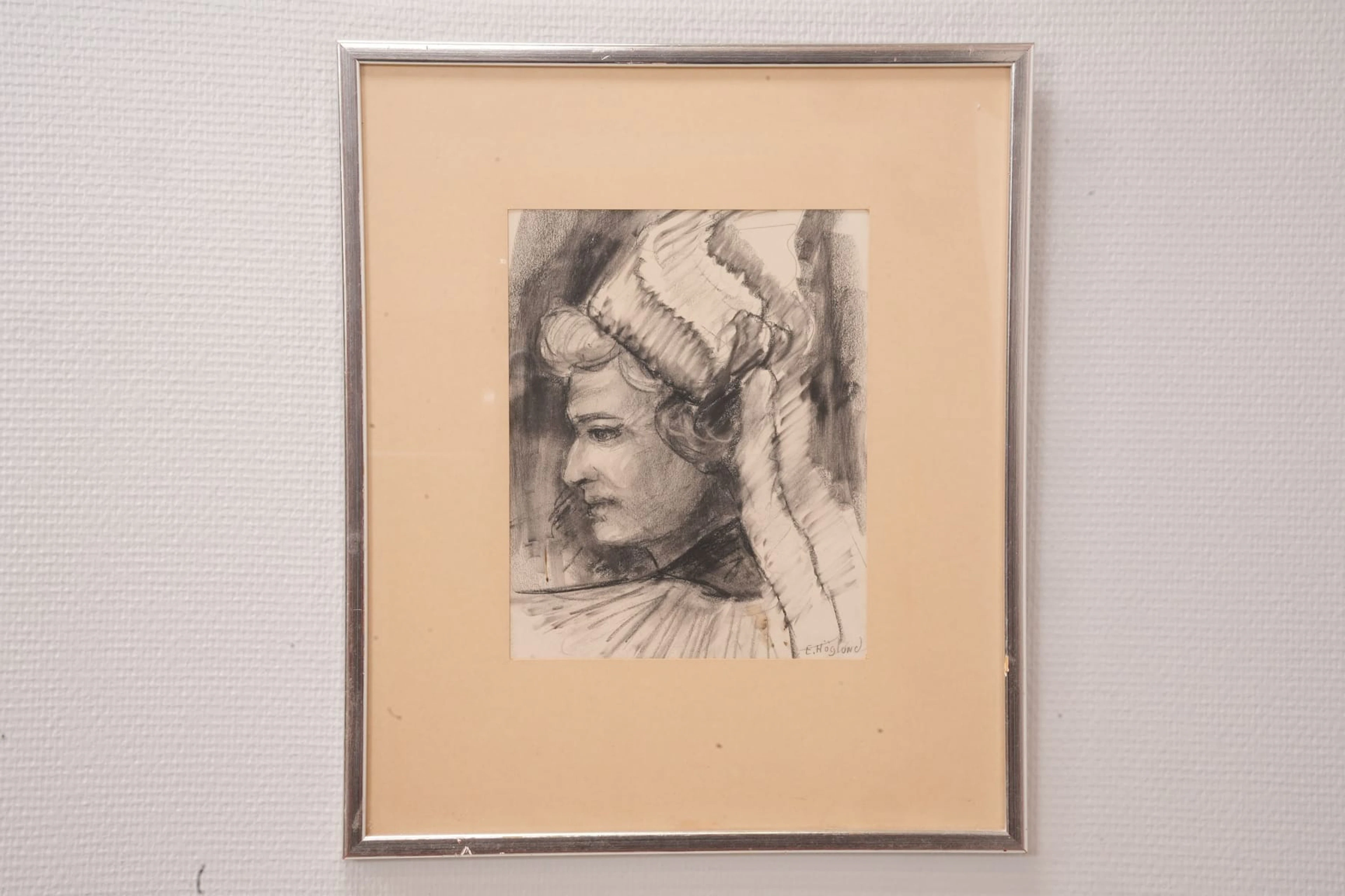 ELIN HÖGLUND (1914-2010), kolteckning