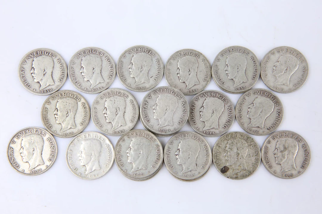 MYNT, 26 st, silver, en krona, Sverige, 1910-1940