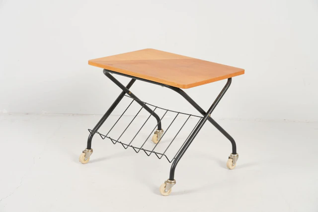 SIDOBORD, med tidningshylla, skiva i teak, 1900-tal
