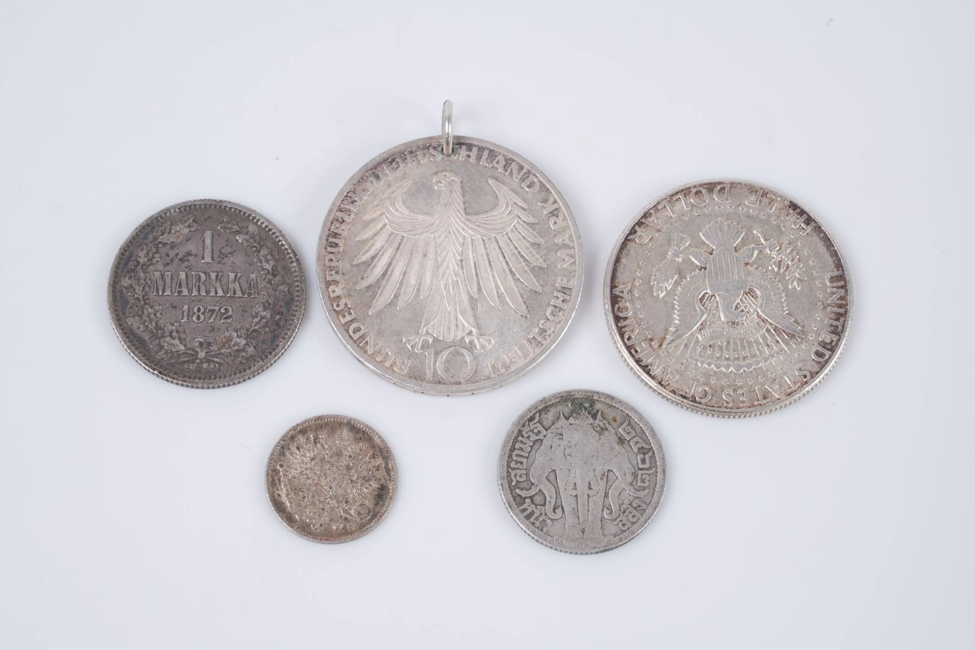 MYNT, 5 st, silver, USA, Tyskland, Finland, resp. Thailand