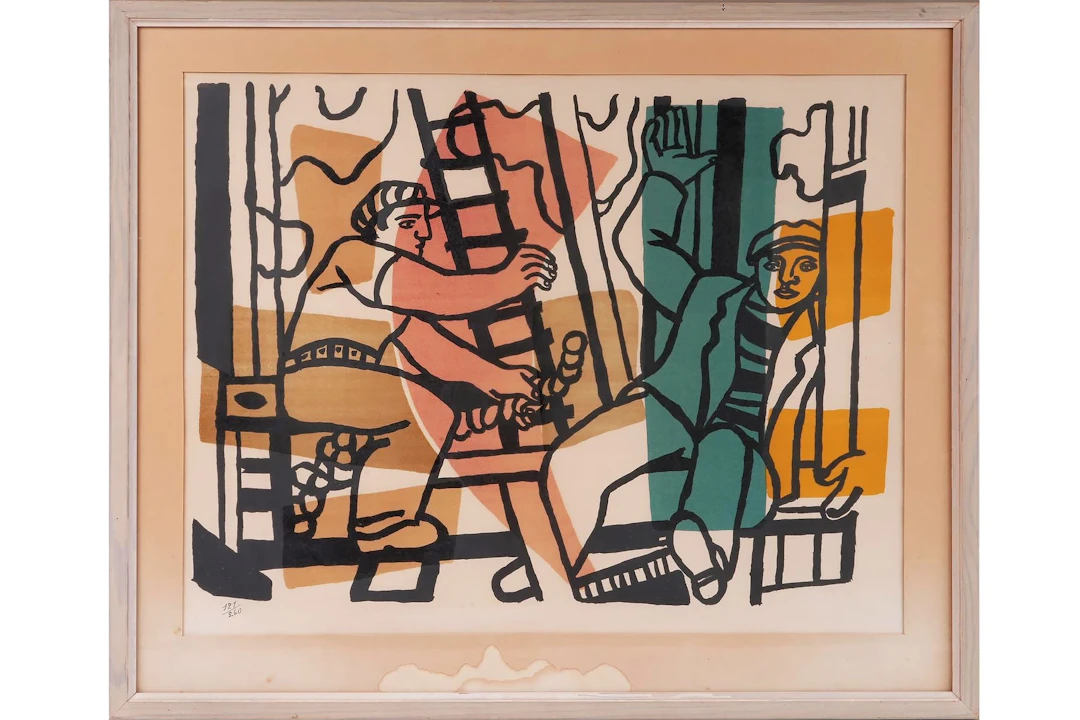 FERNAND LÉGER (1881-1955), efter, färglitografi, "Les constructeurs", 1955