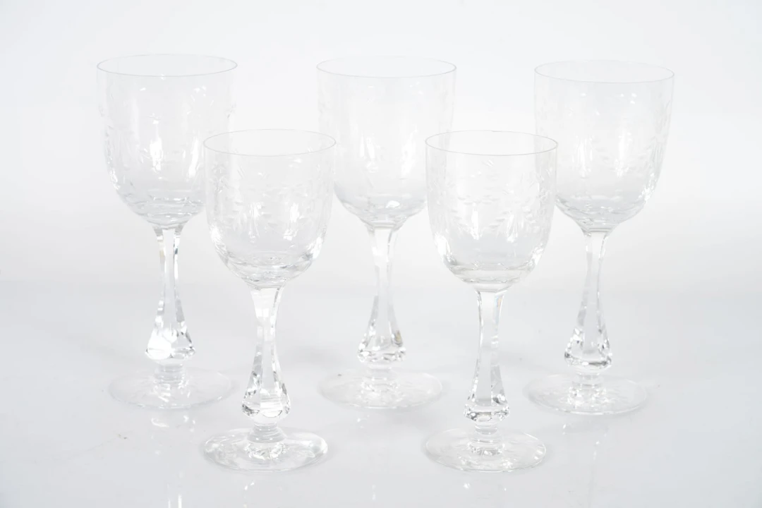 FRITZ KALLENBERG, sannolikt, vinglas, 3+2 st, slipad dekor, 1900-tal