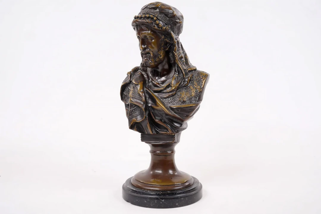 JOHANNES BOESE (1856-1917), efter, skulptur, orientalisk man, metall samt sten